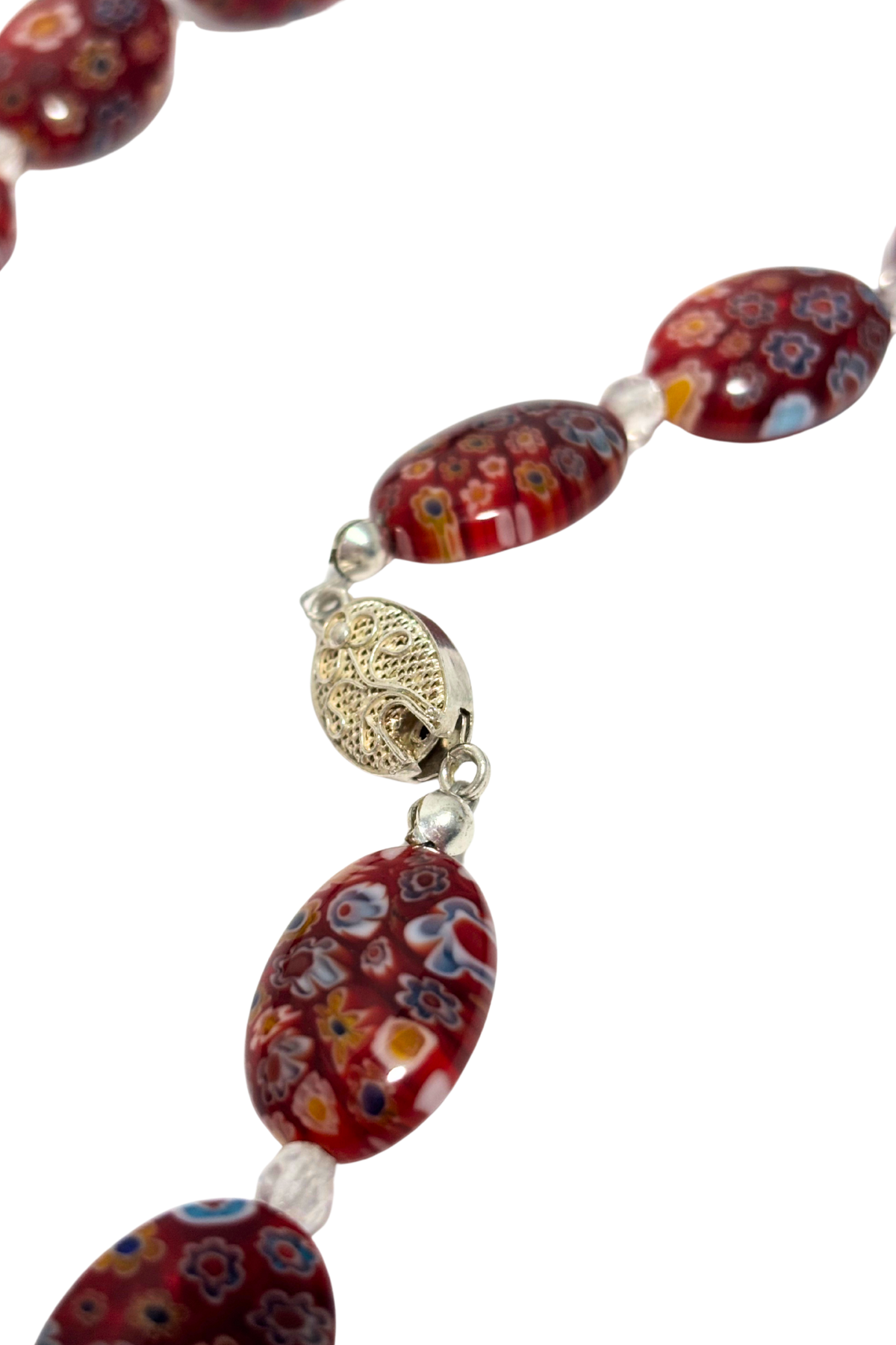 Italian glass bead 925 silver clasp necklace