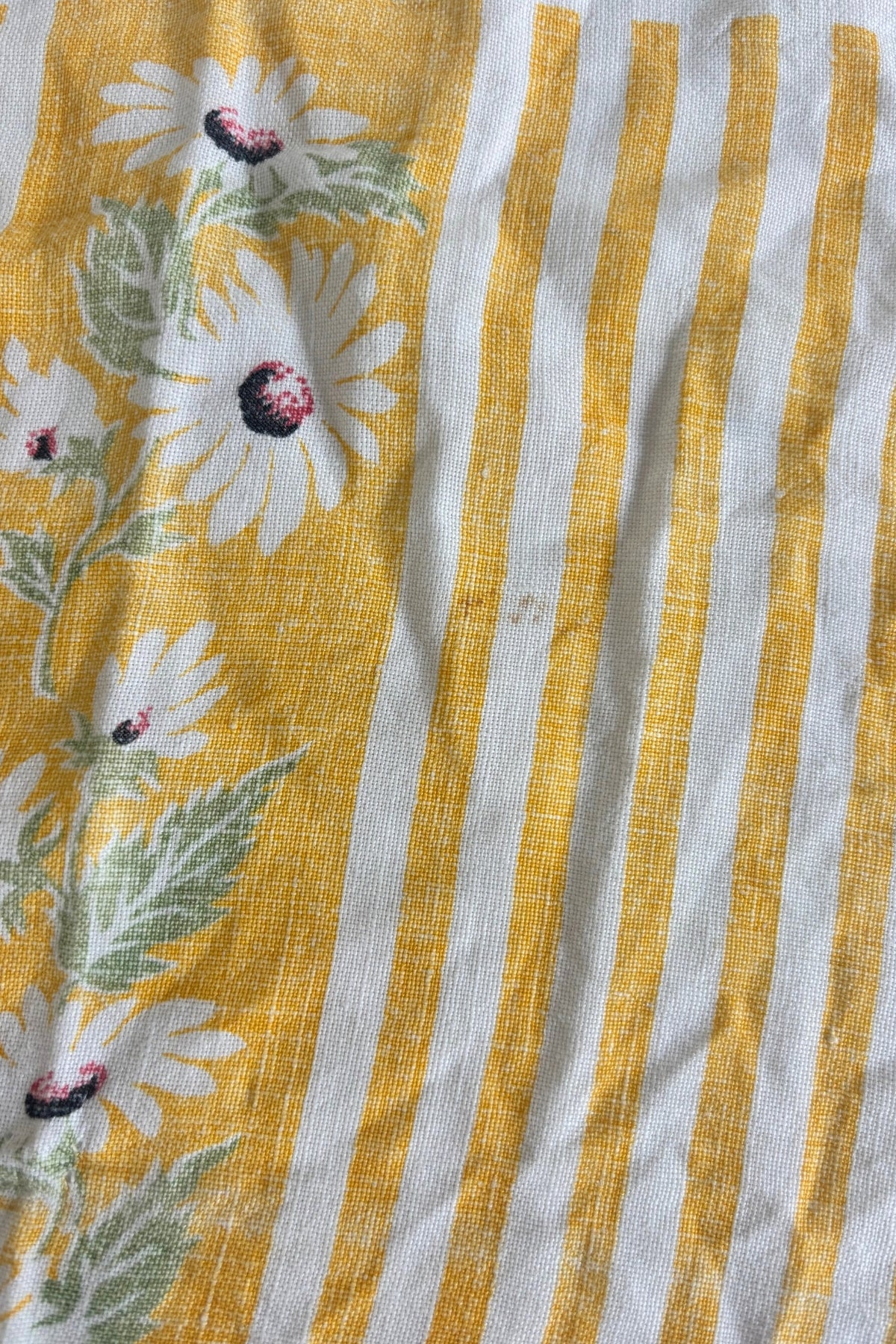Vintage yellow striped floral napkins