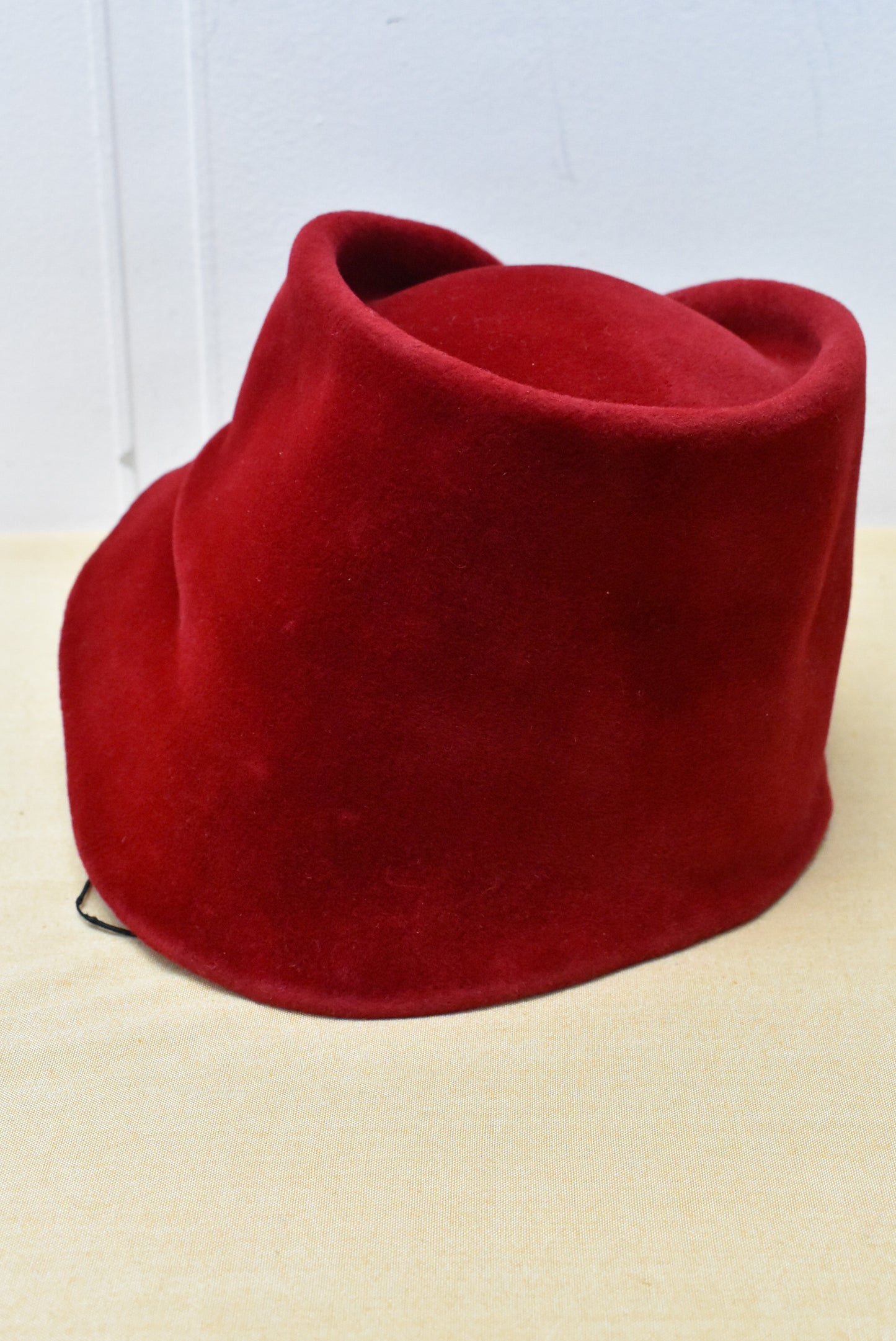 Vintage Knights Millinery NZ rich red velvet hat