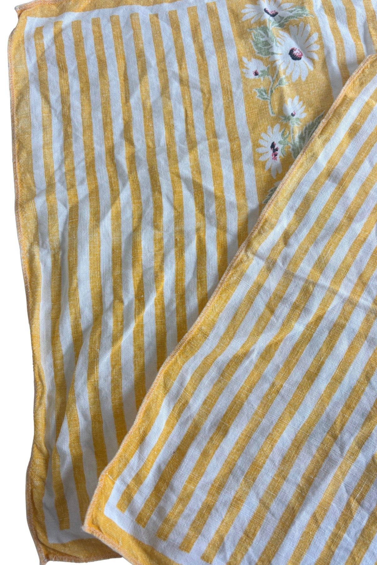 Vintage yellow striped floral napkins