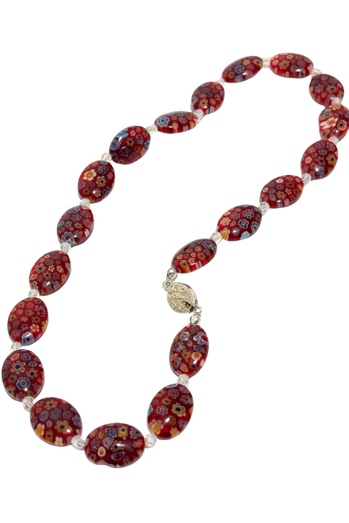 Italian glass bead 925 silver clasp necklace