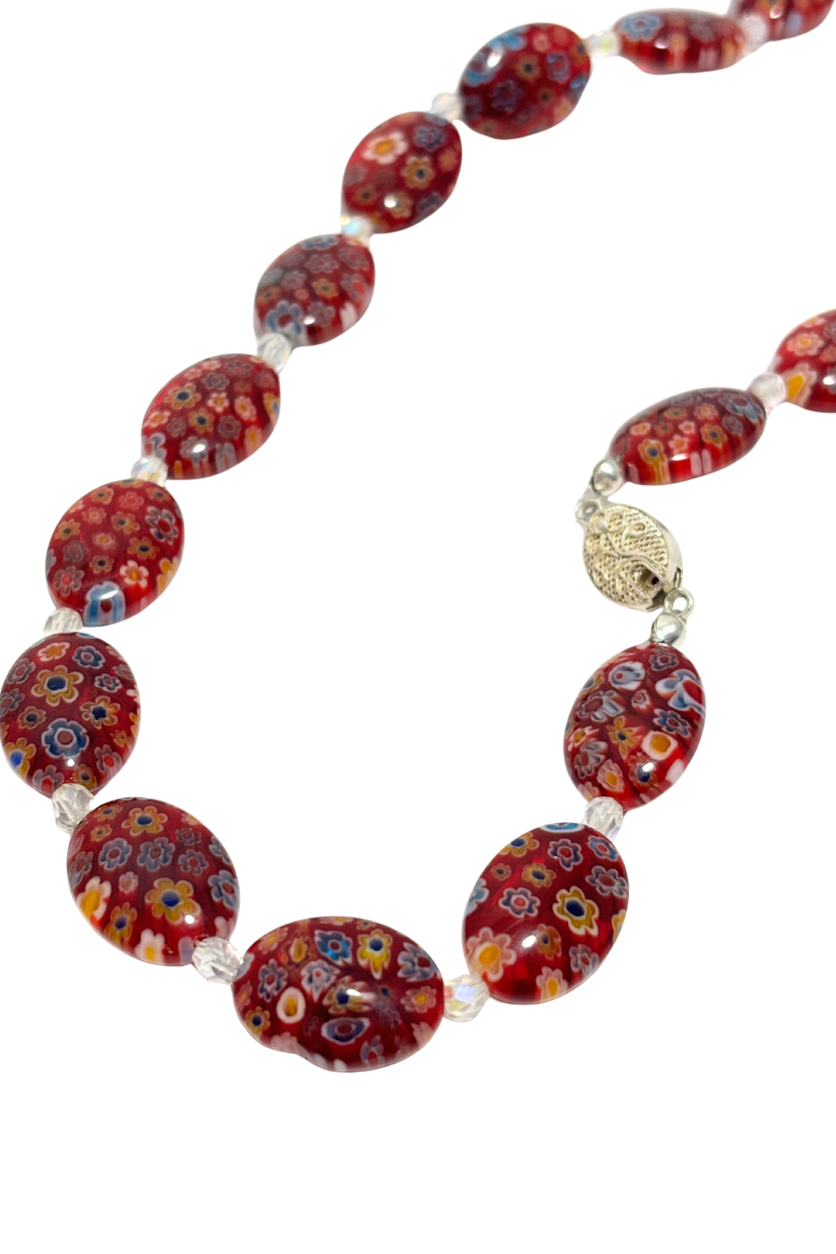 Italian glass bead 925 silver clasp necklace