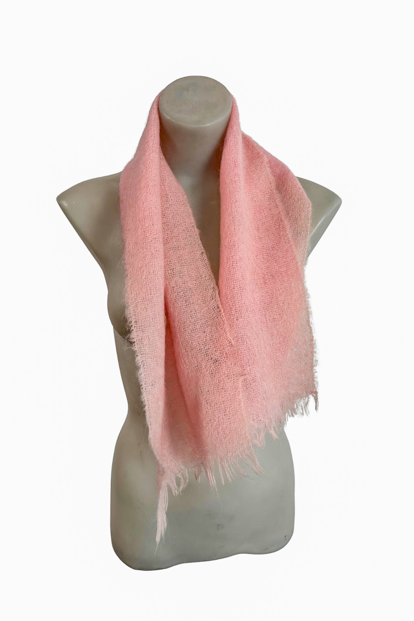 Vintage baby pink wool scarf