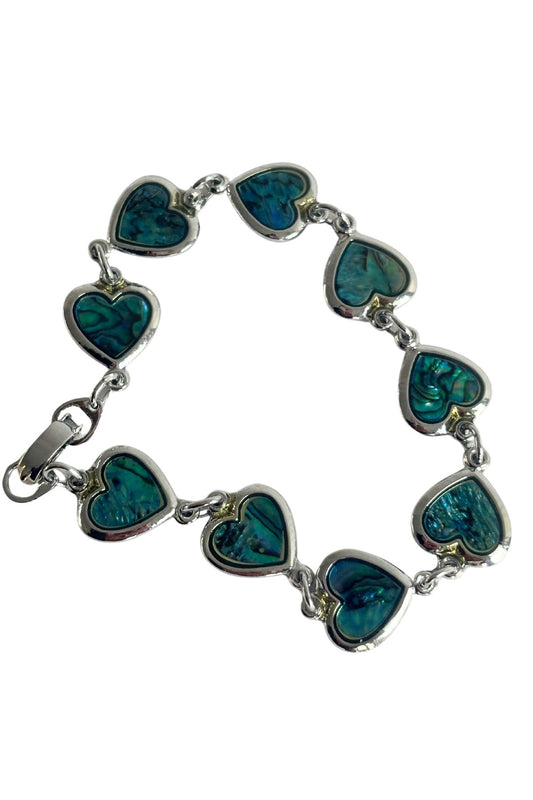 Paua shell hearts bracelet