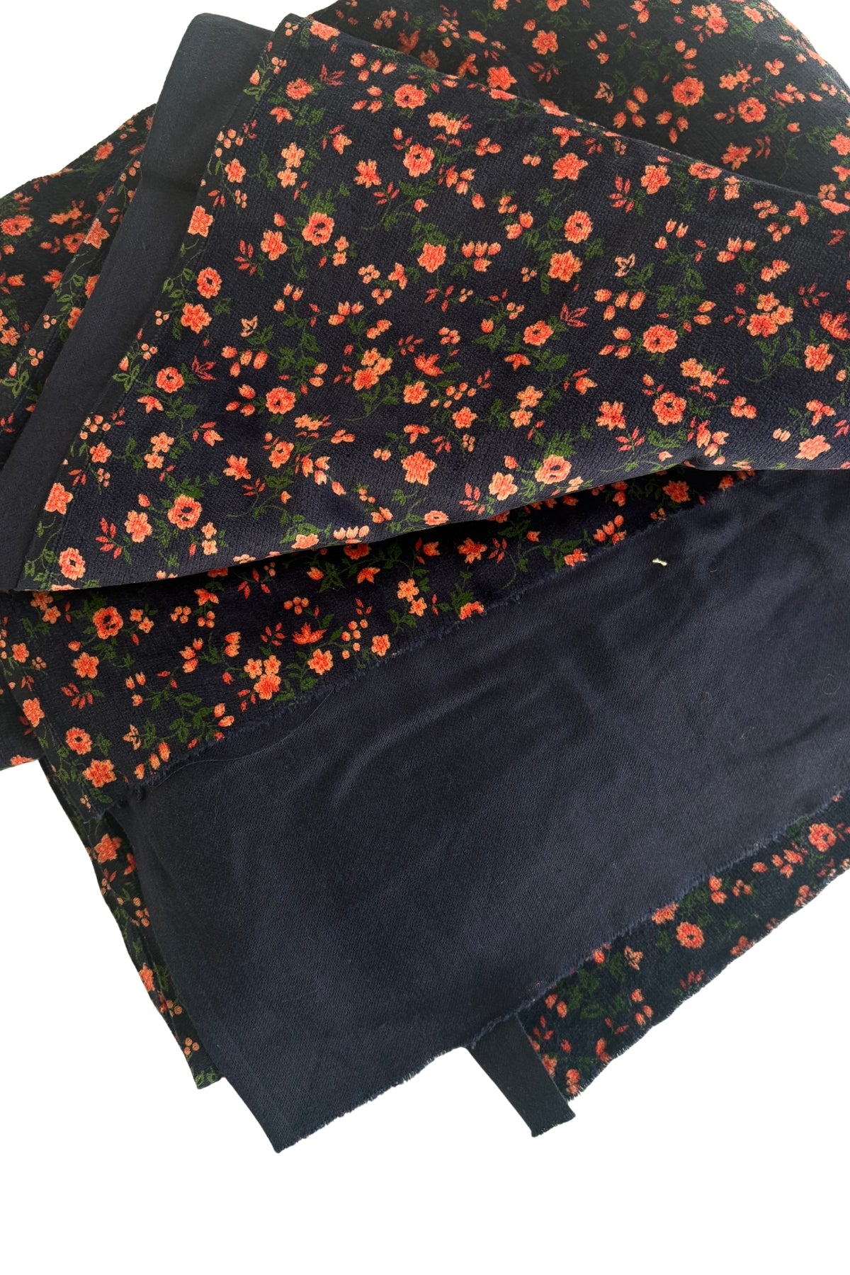Salmon pink floral corduroy fabric .9m x 5m