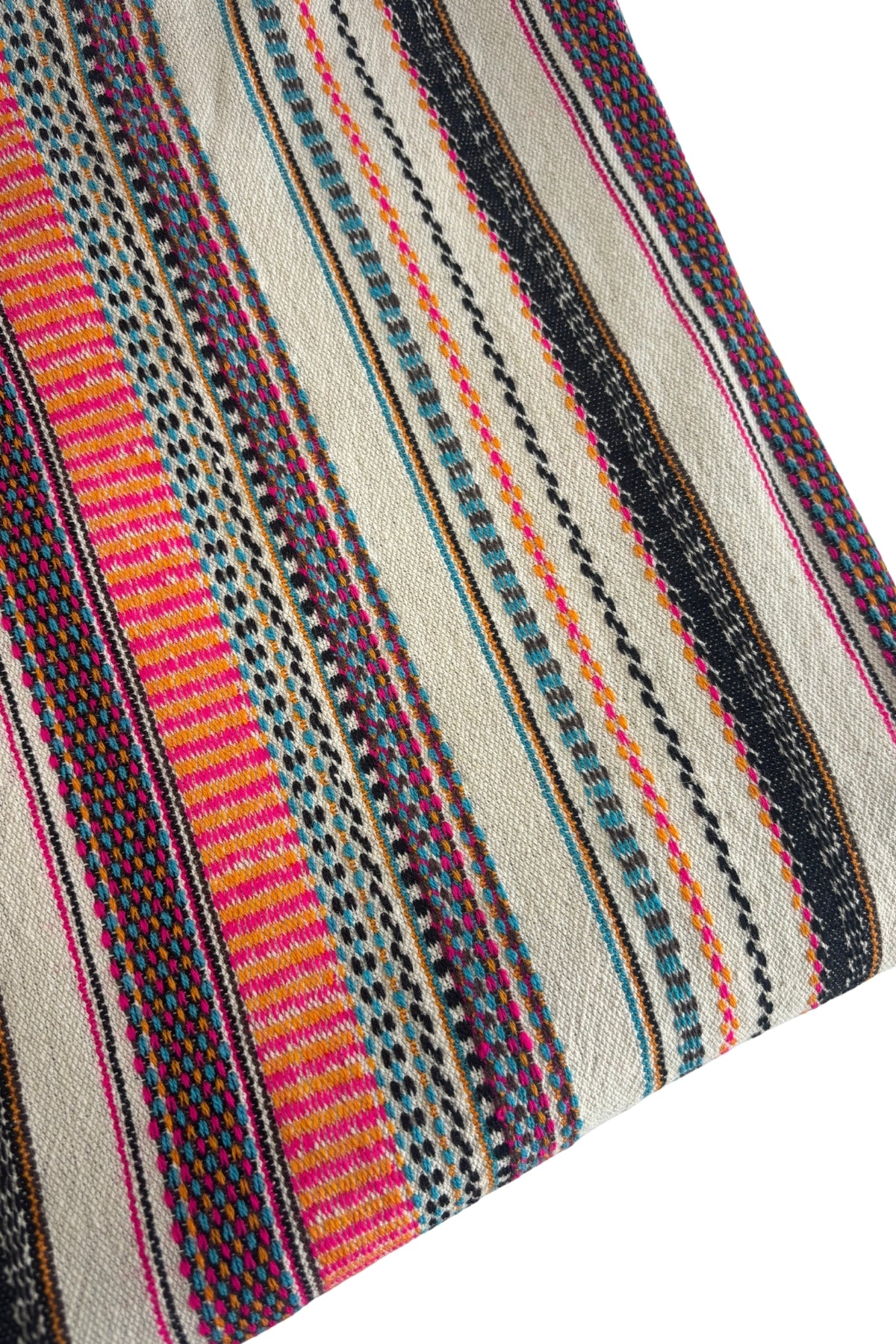 Bright pink + blue woven sarape fabric
