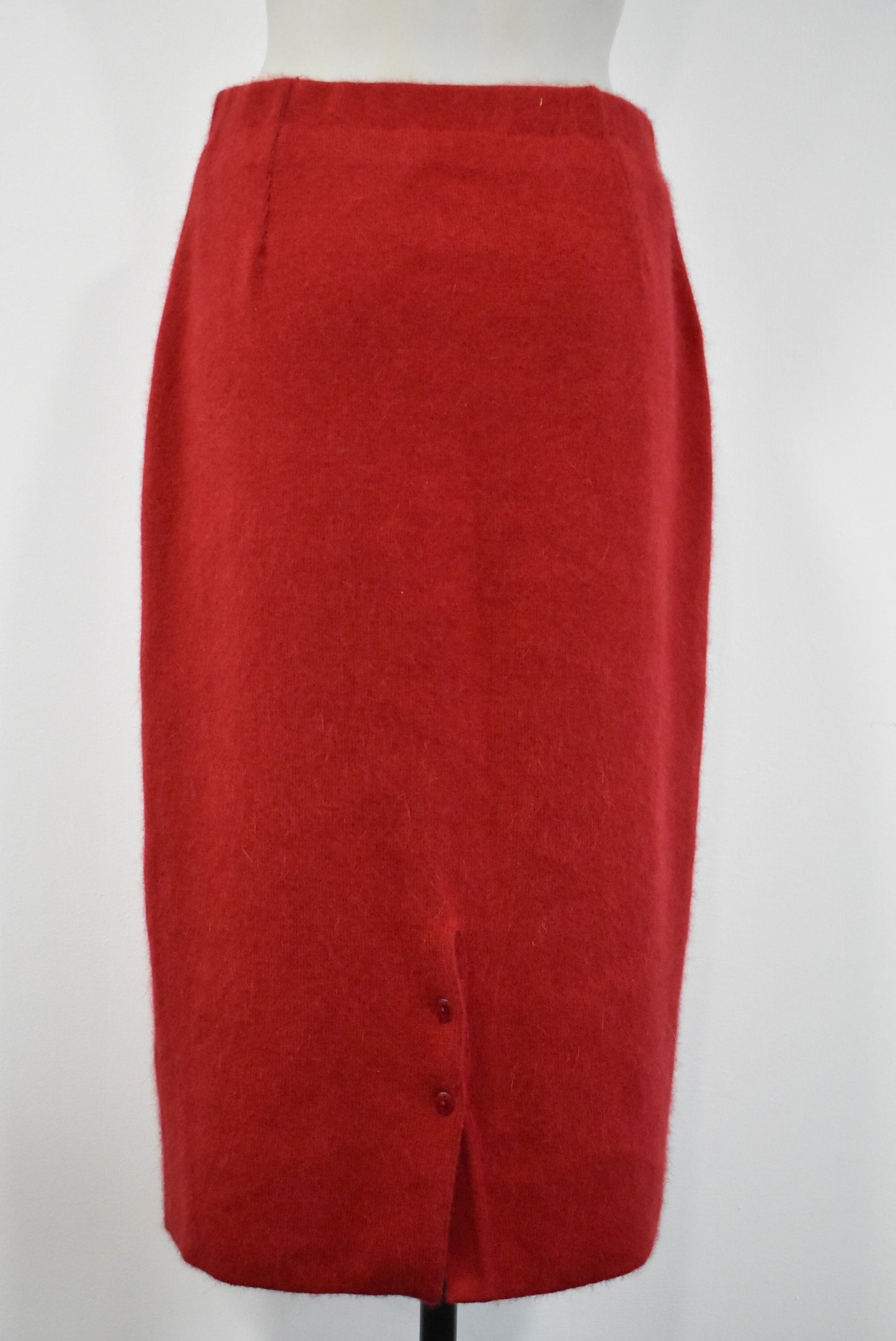 Glengyle NZ made long red angora blend skirt, M