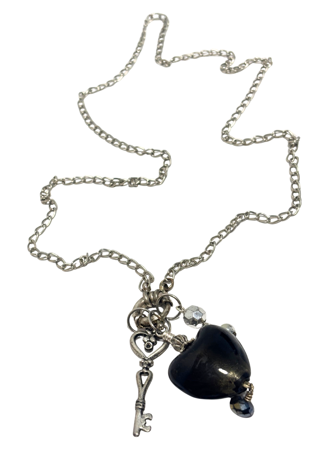 Glass heart charm necklace