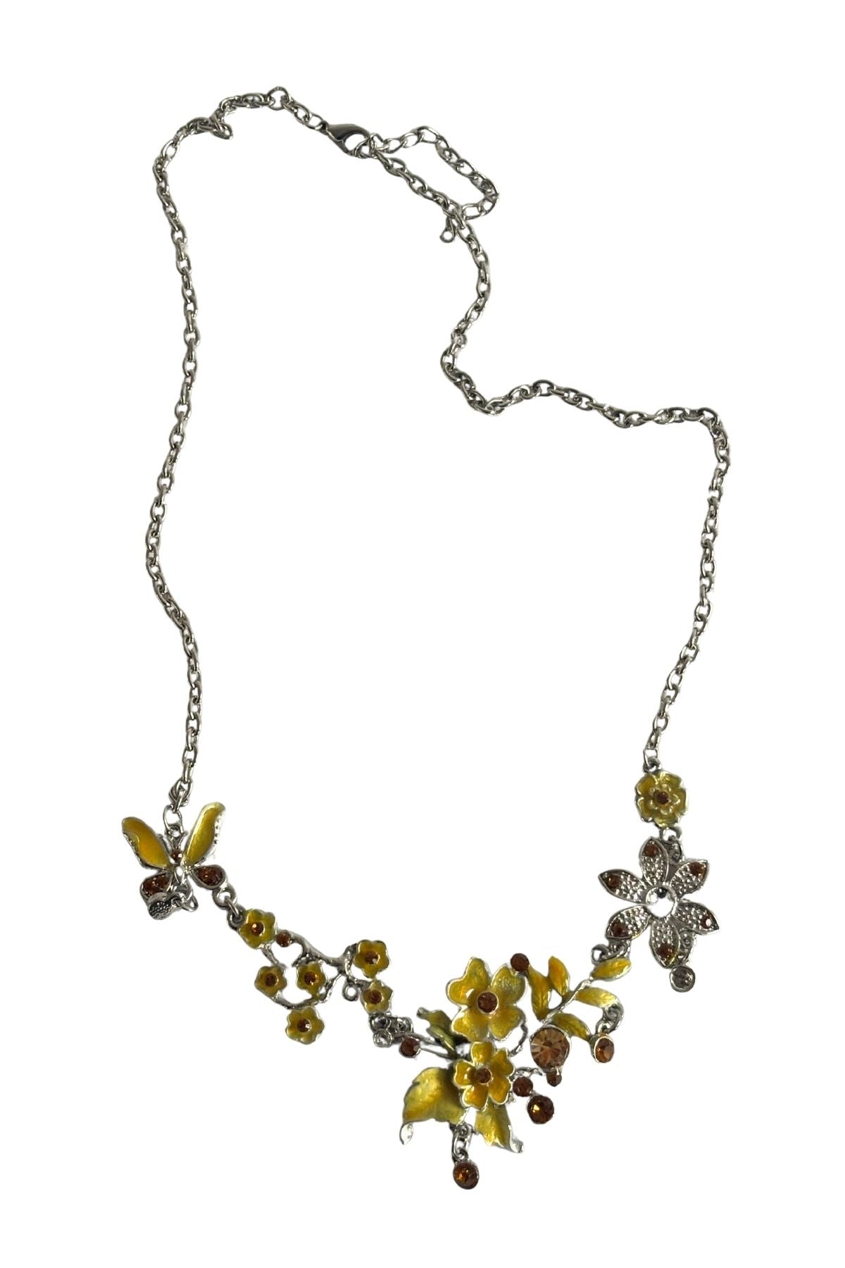 Glittering yellow flowers necklace