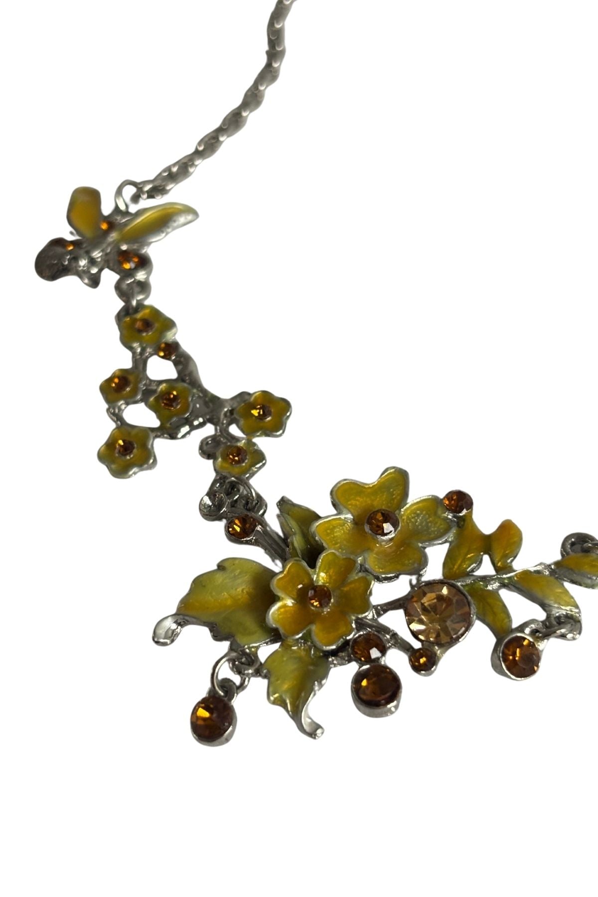 Glittering yellow flowers necklace