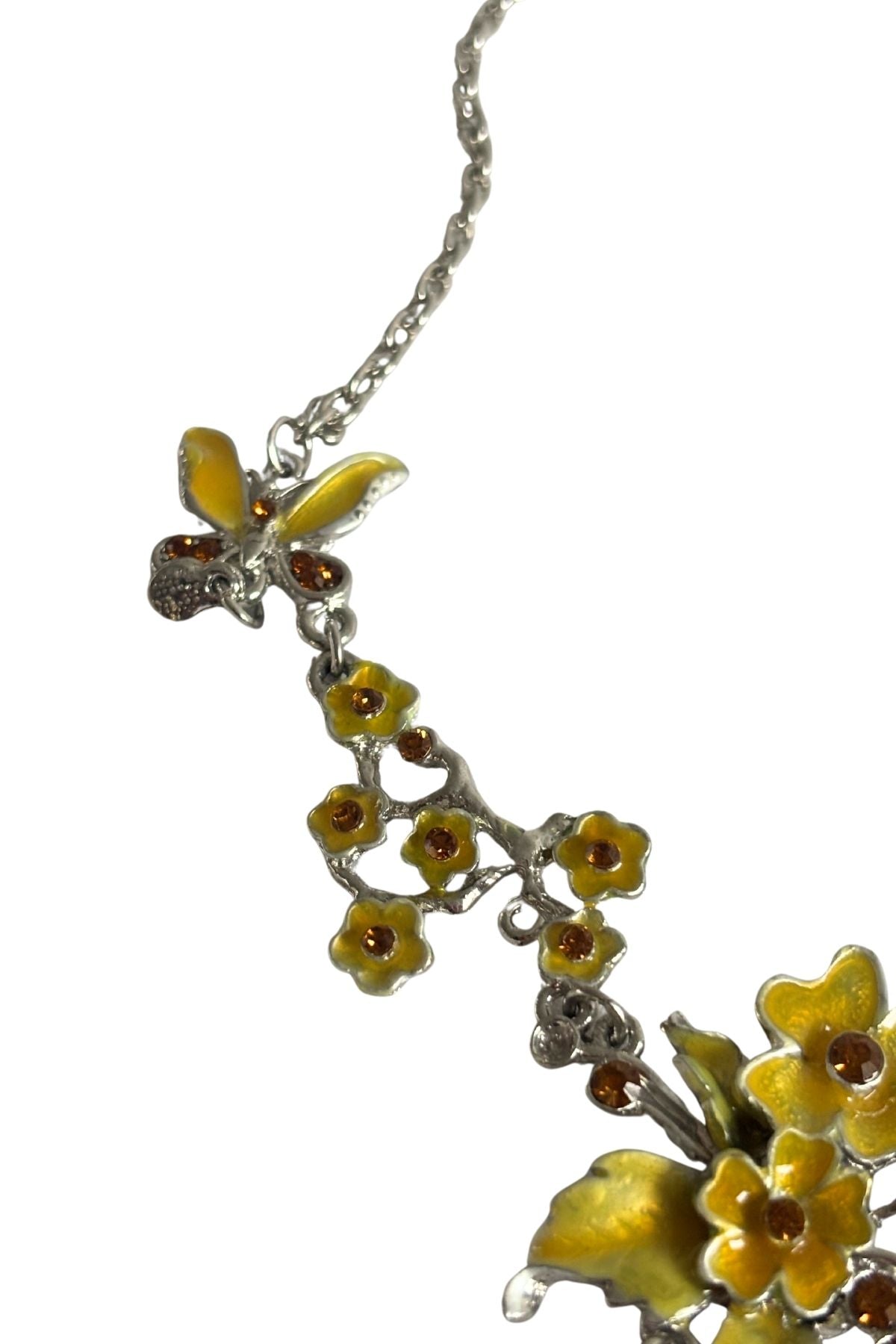 Glittering yellow flowers necklace