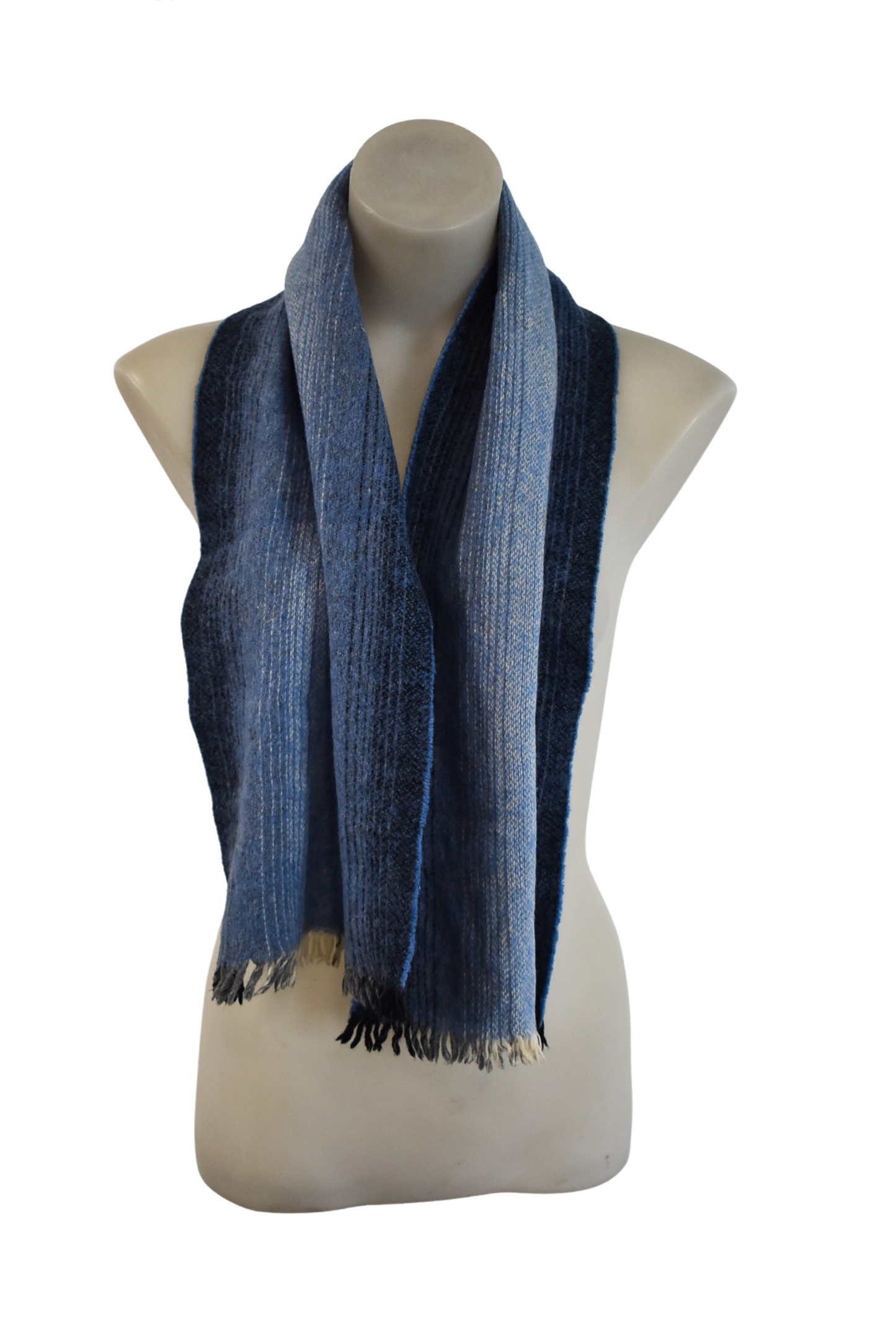 Vintage shades of blue wool scarf