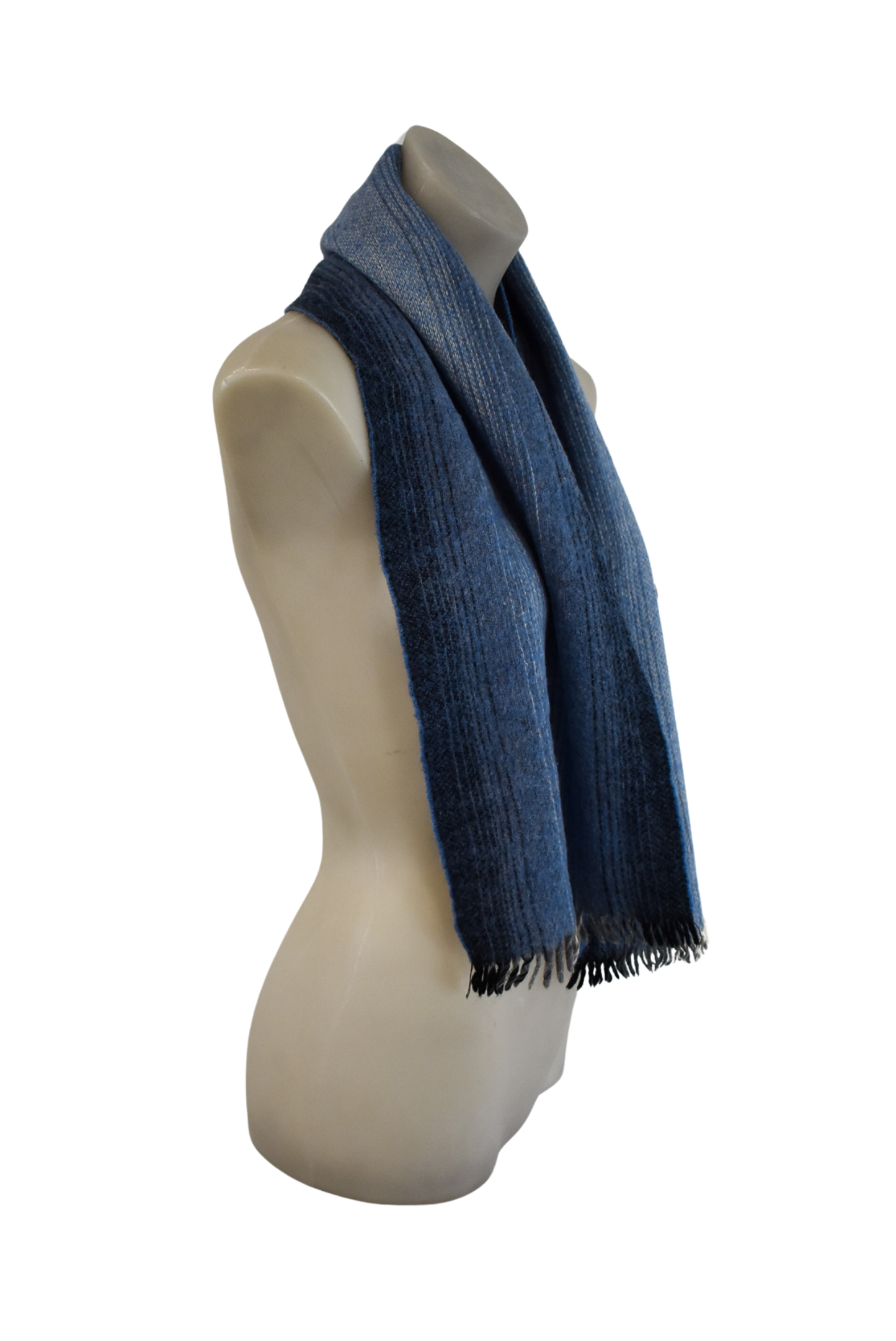Vintage shades of blue wool scarf