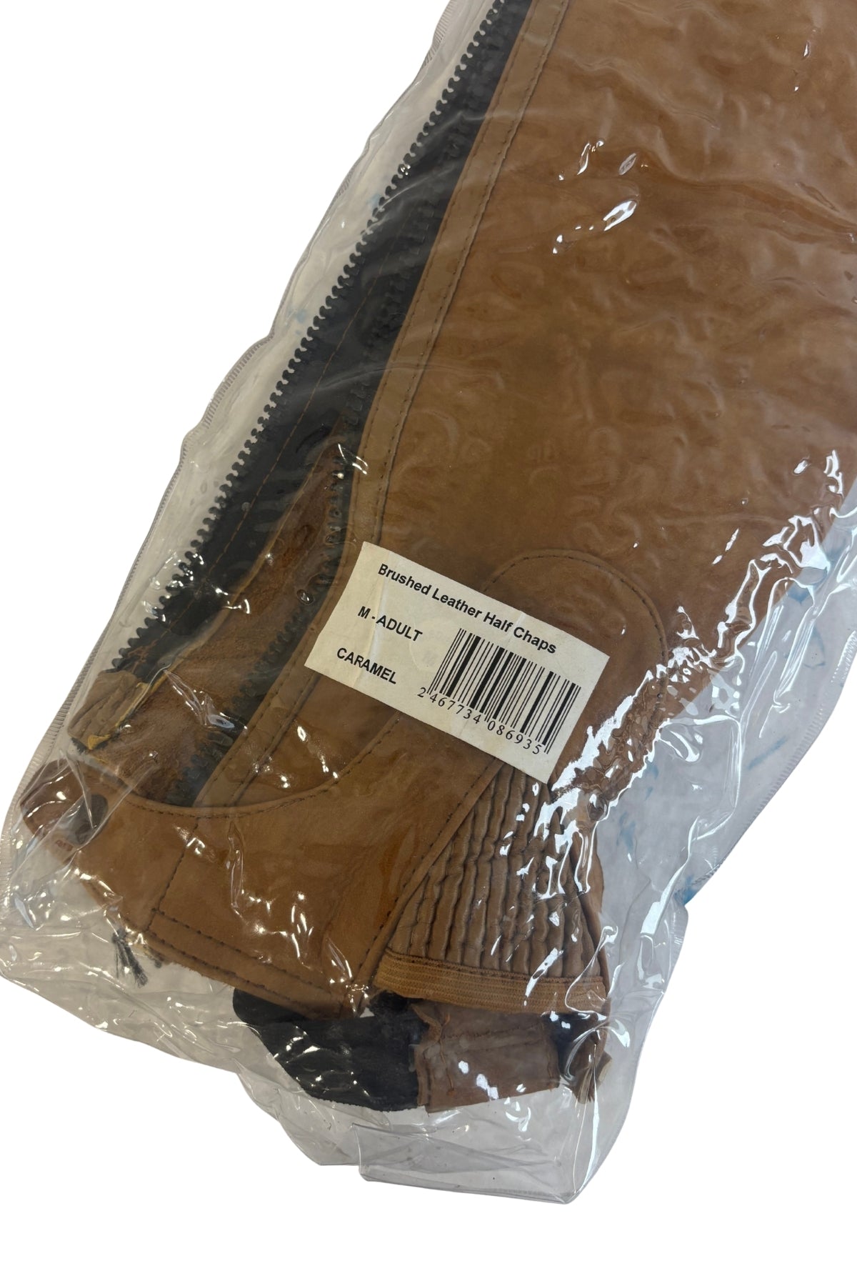 Brushed leather half chaps