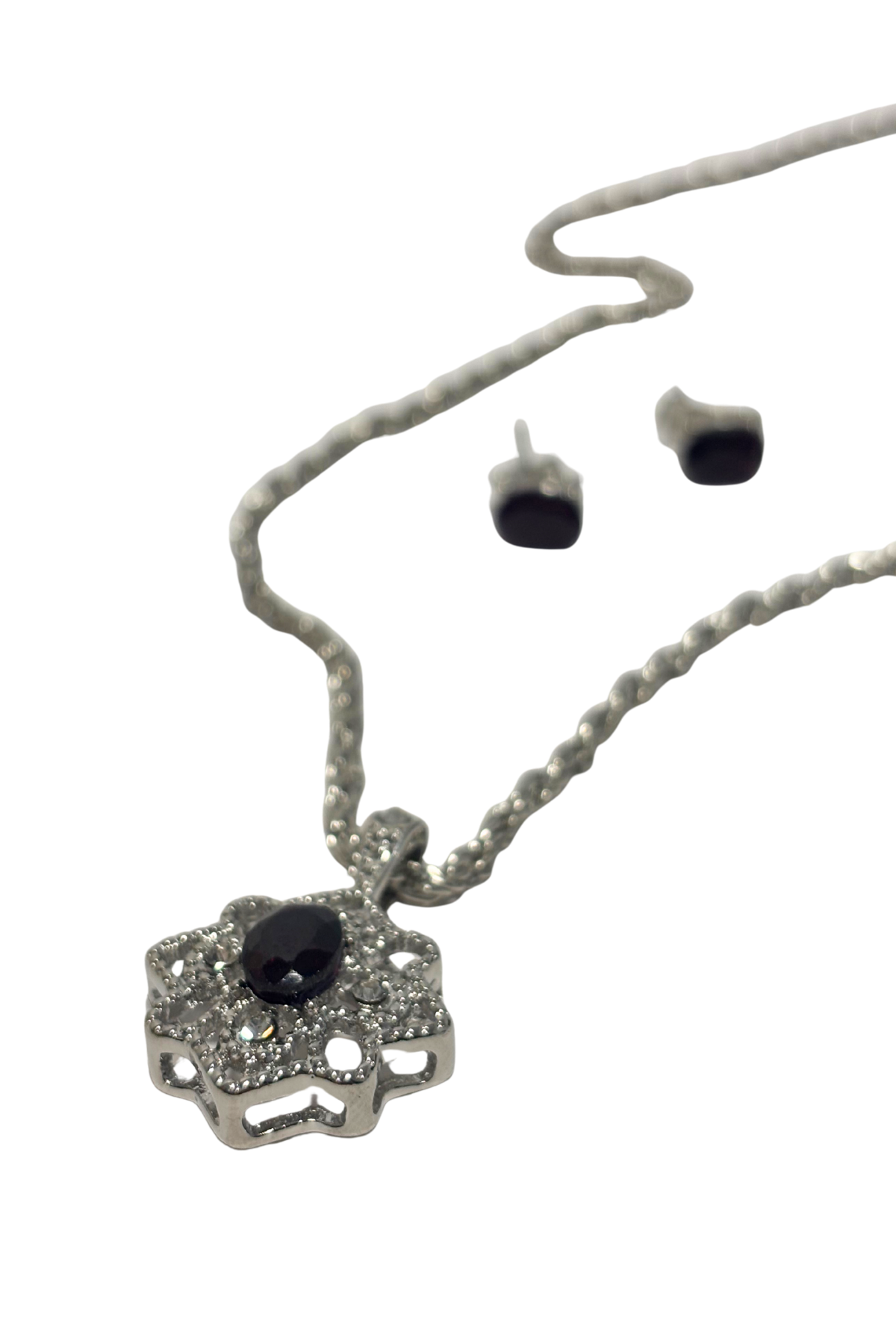 Garnet earrings + necklace set