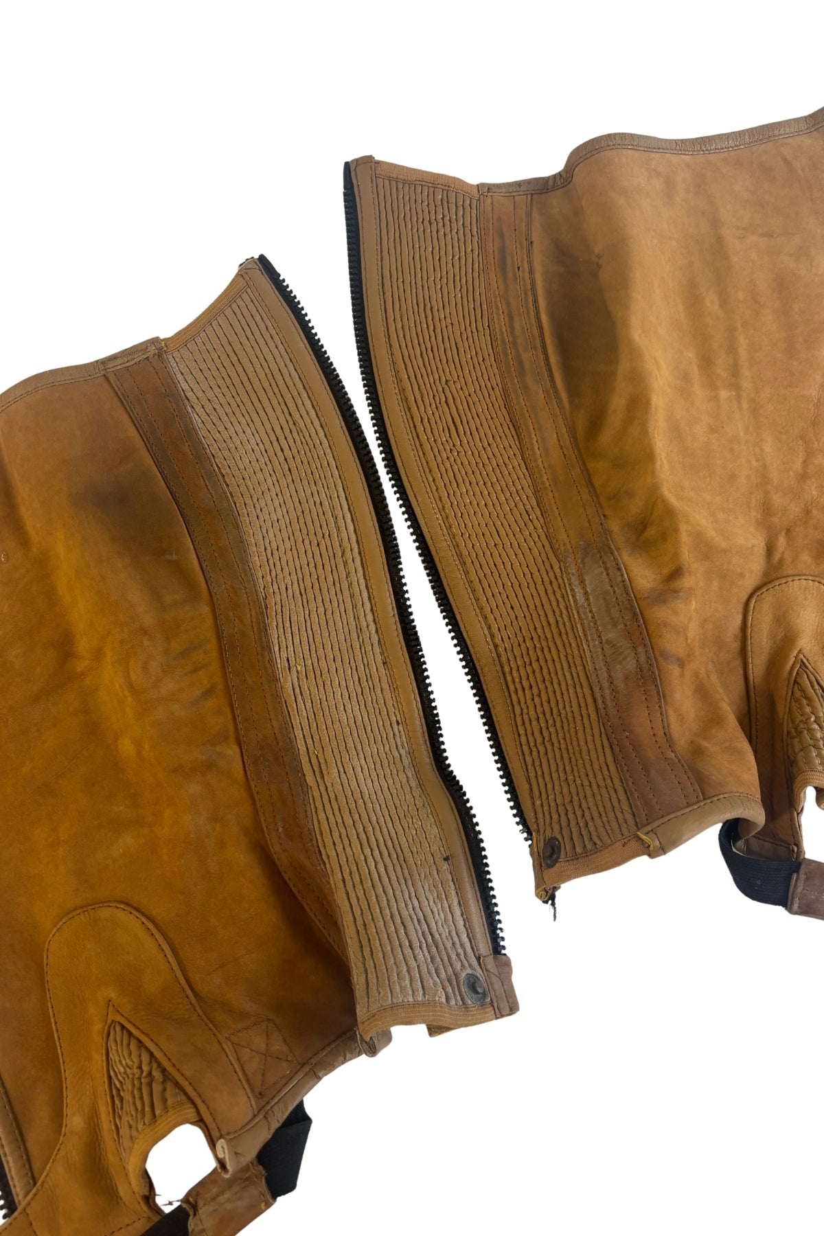 Brushed leather half chaps
