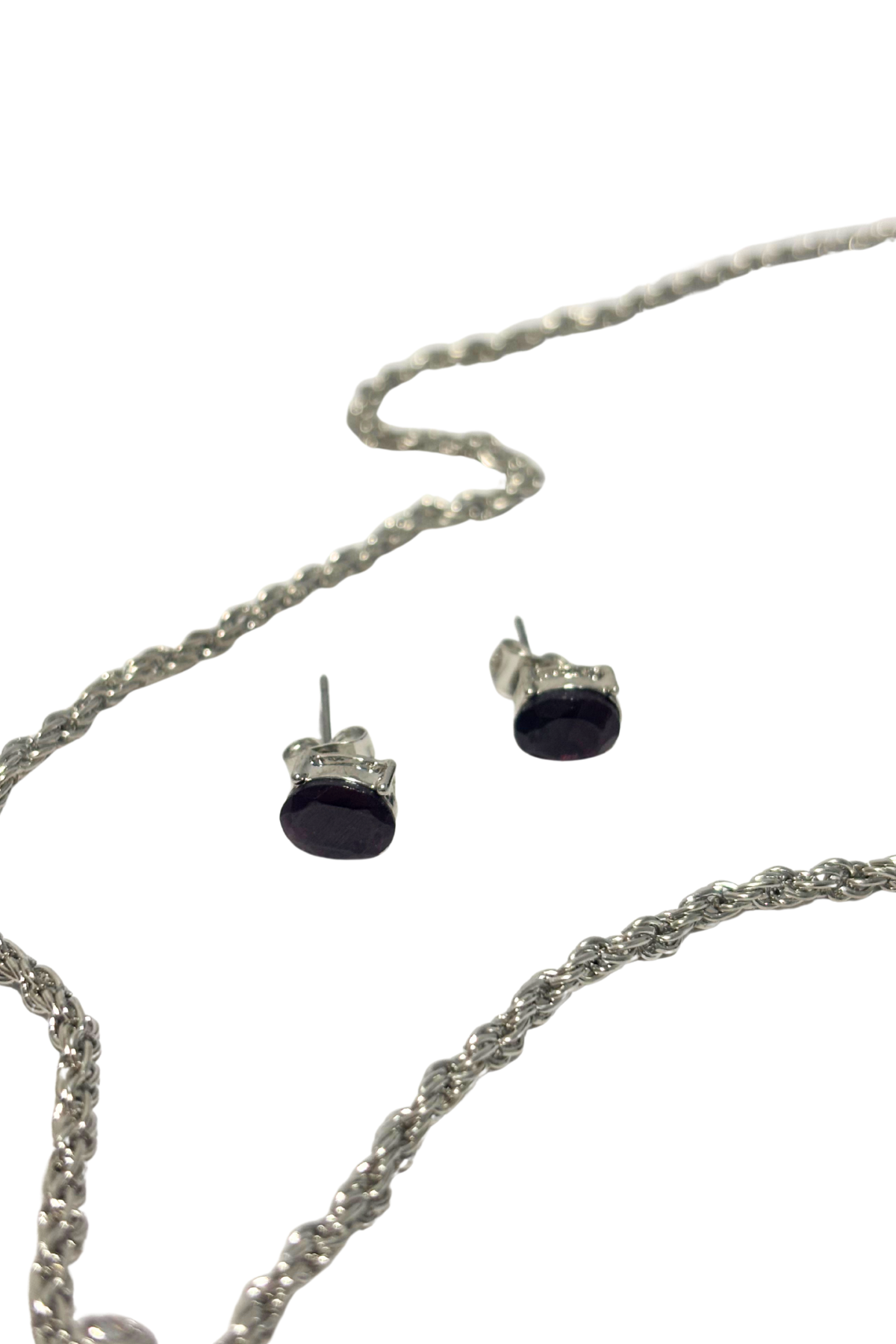Garnet earrings + necklace set