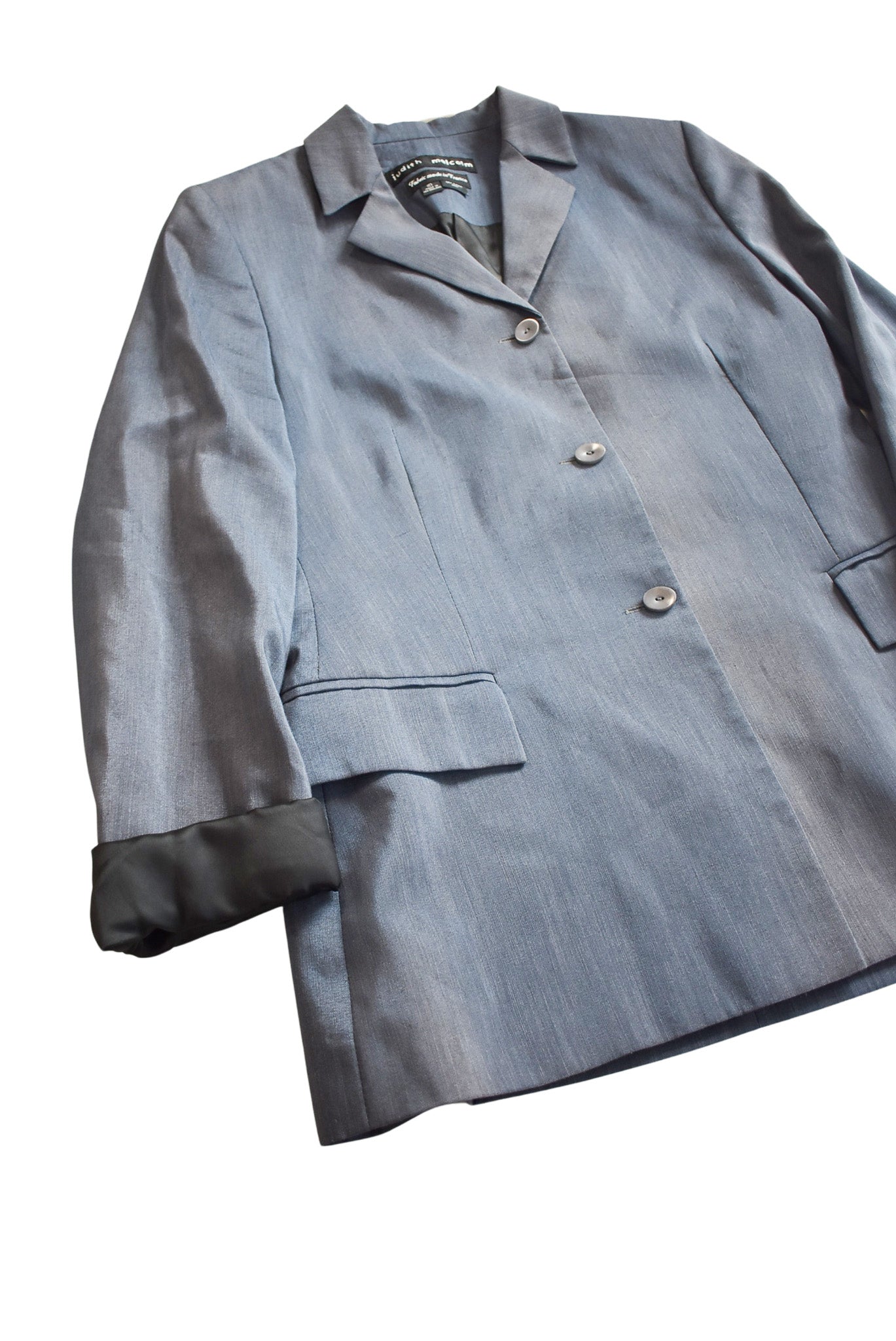 Judith Malcolm NZ made metallic blue blazer, 10