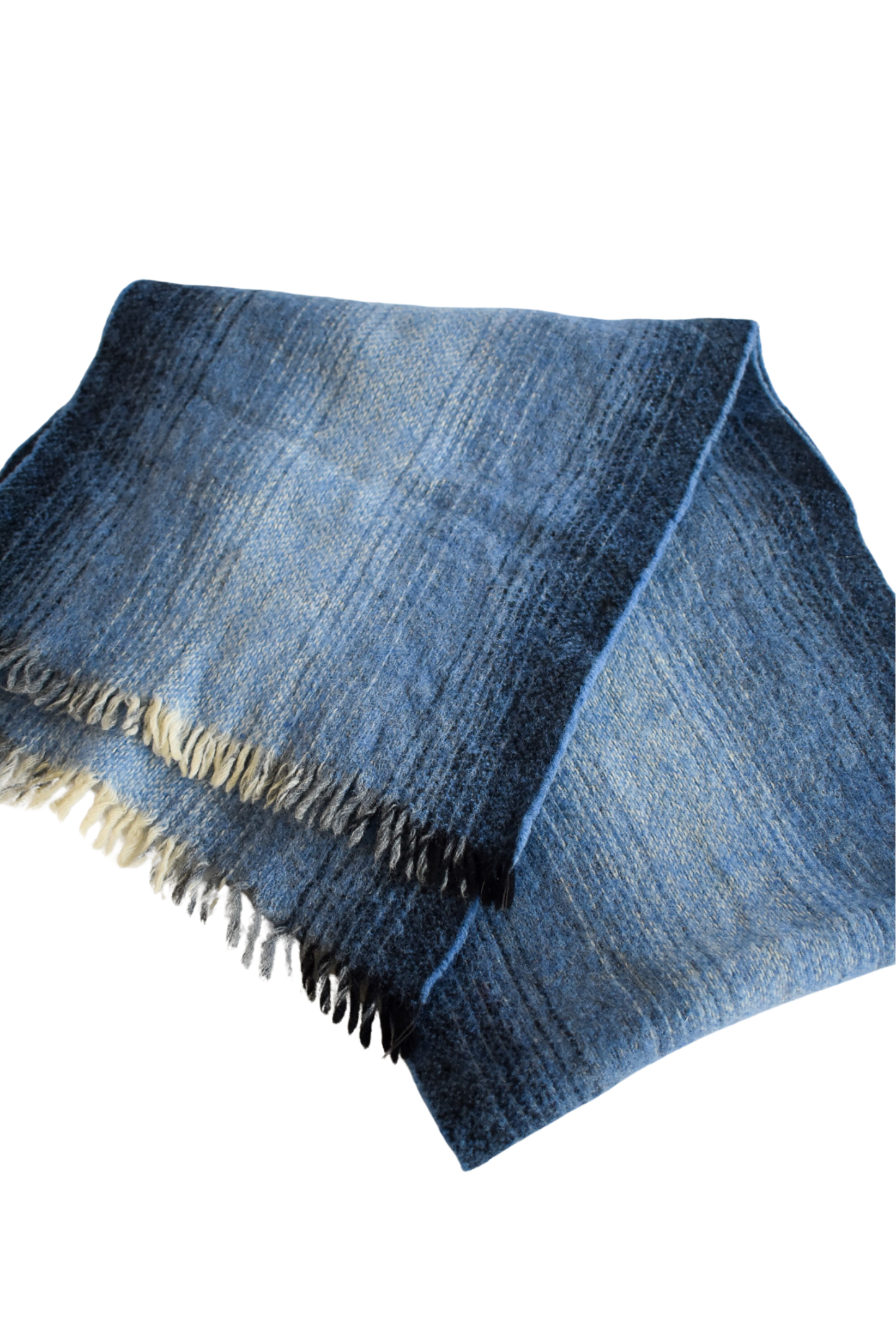 Vintage shades of blue wool scarf