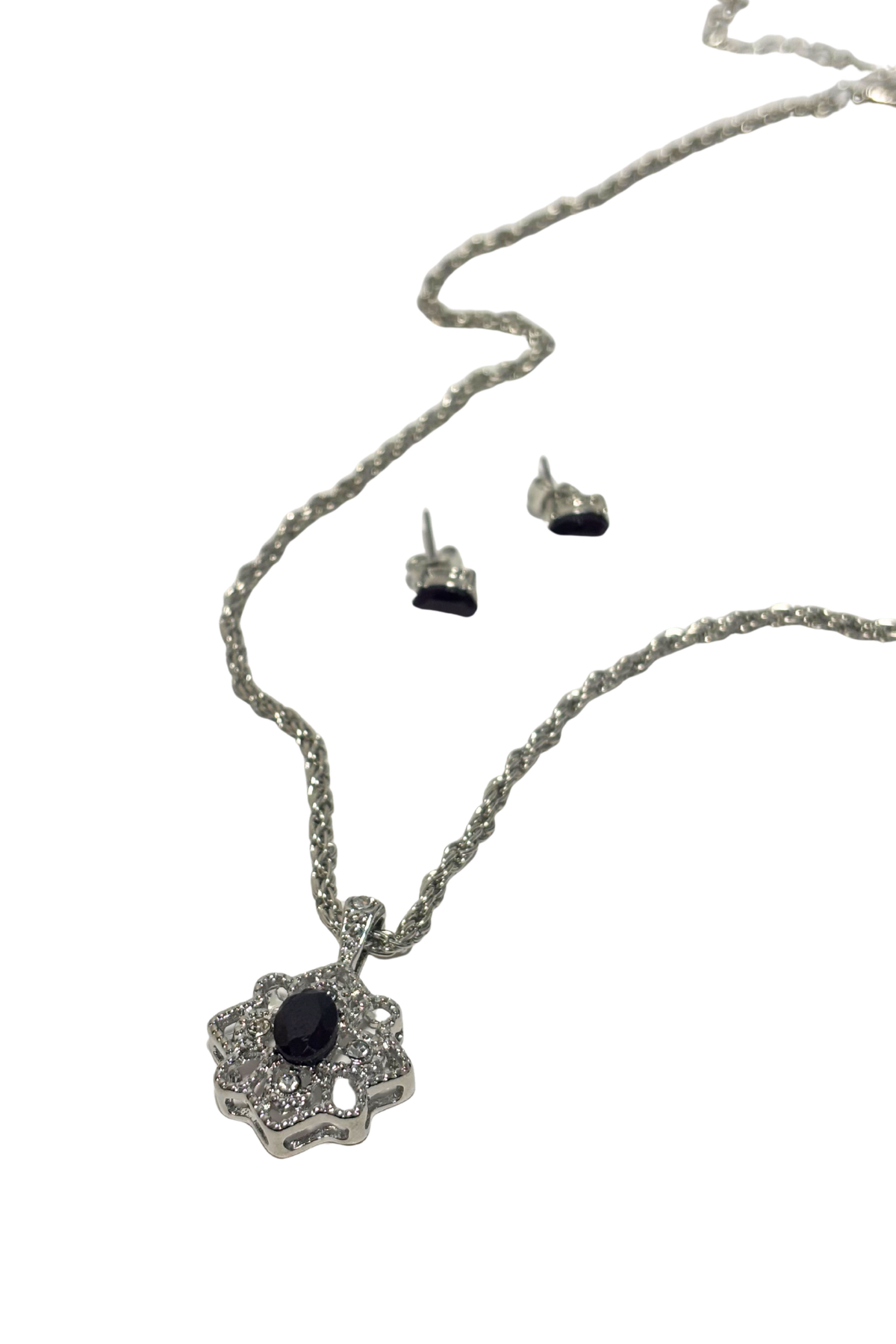 Garnet earrings + necklace set