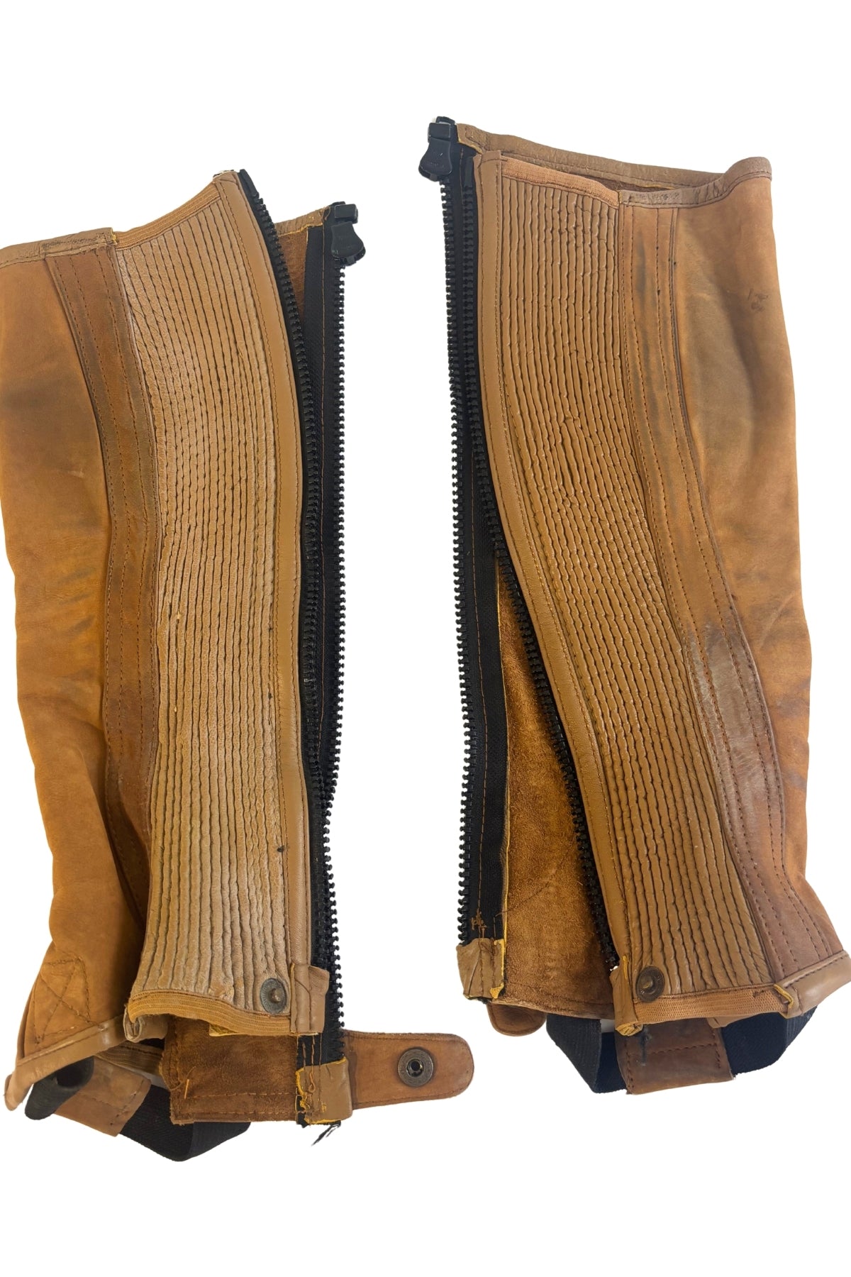Brushed leather half chaps