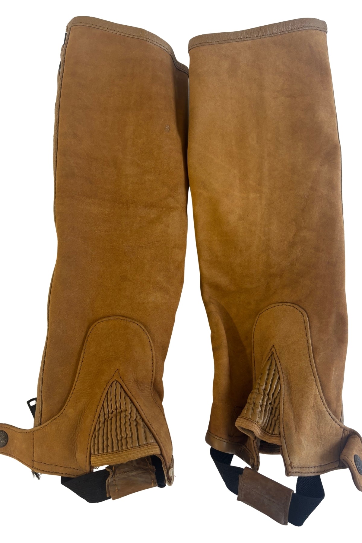 Brushed leather half chaps
