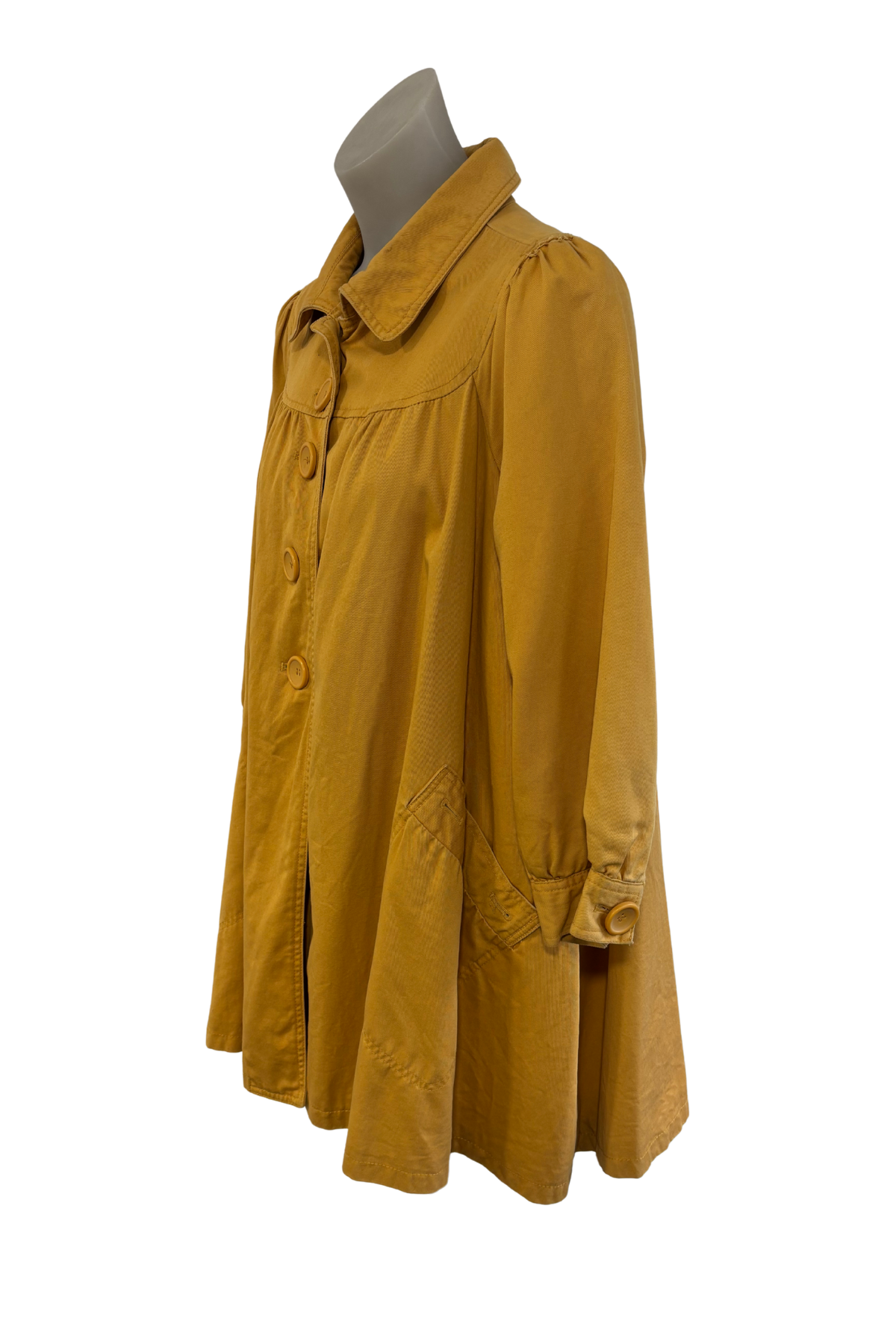 Lux retro mustard yellow gathered collared jacket, S