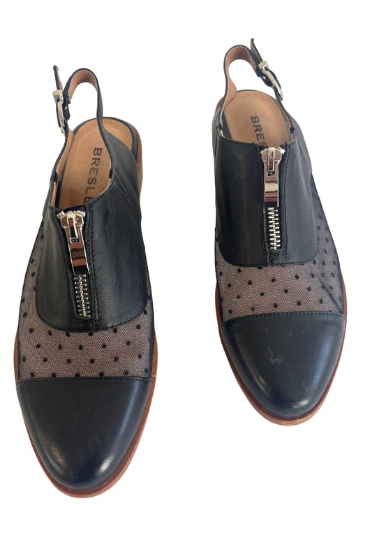 Bresley little black polka dot back strap booties, 39