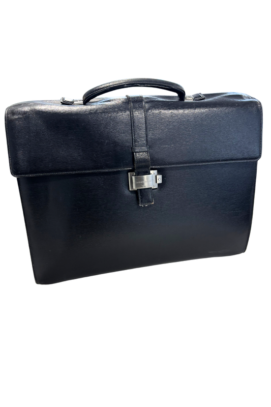 Mont Blanc black leather briefcase