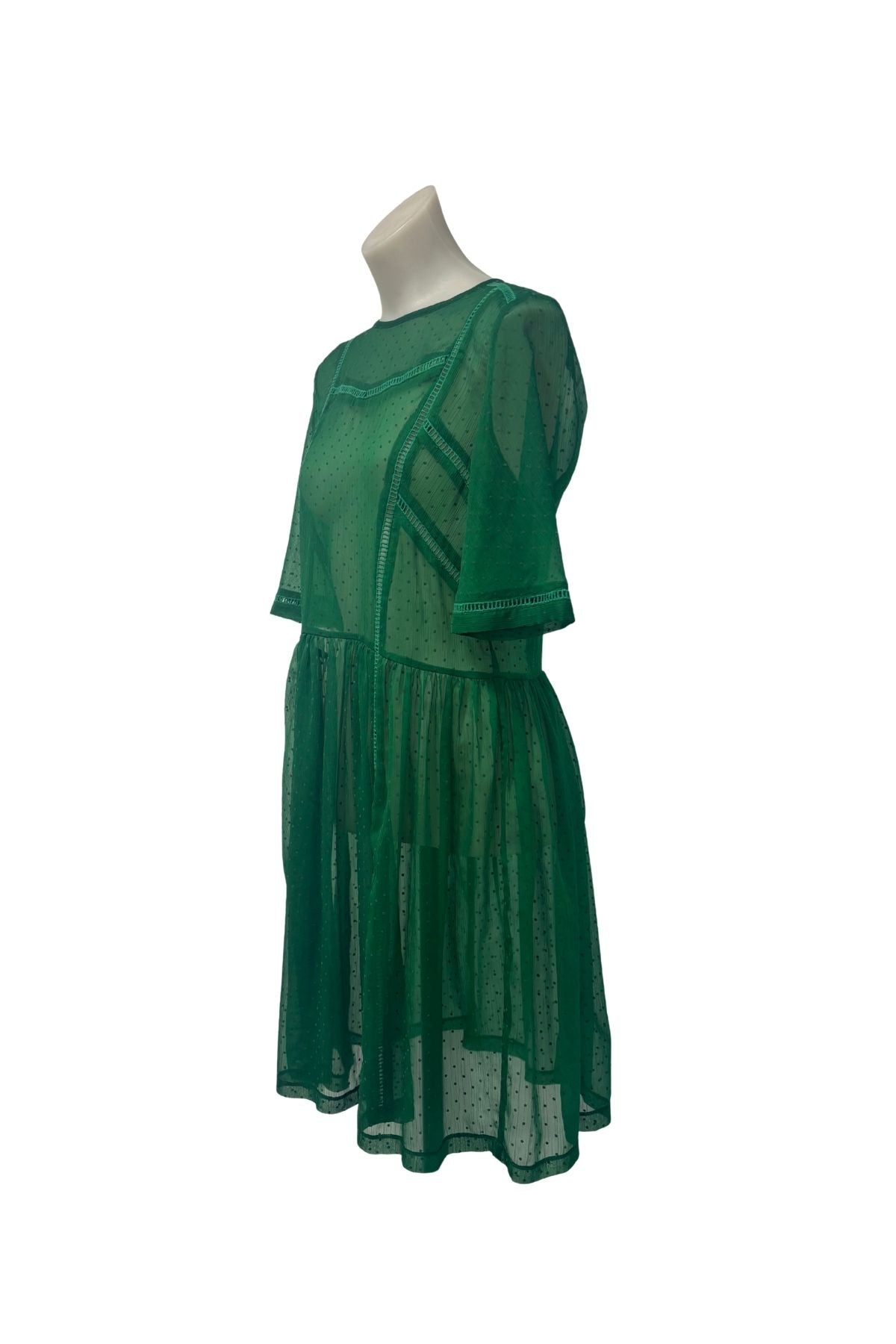 Sylvester emerald green polka dot dress, M