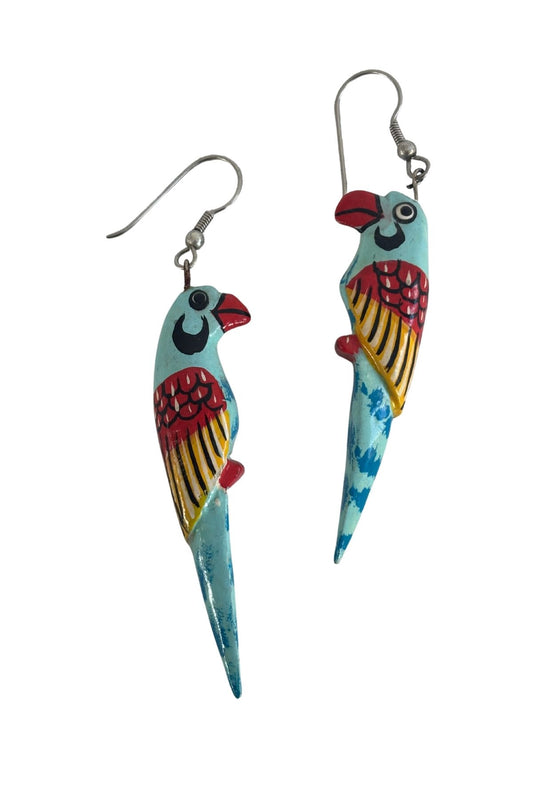 Vintage baby blue parrot earrings
