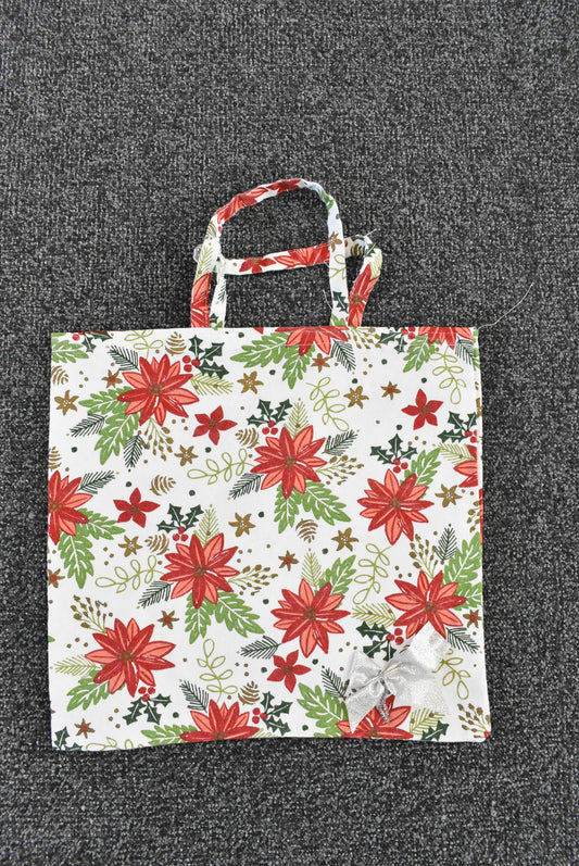 Set of handmade fabric Christmas bags