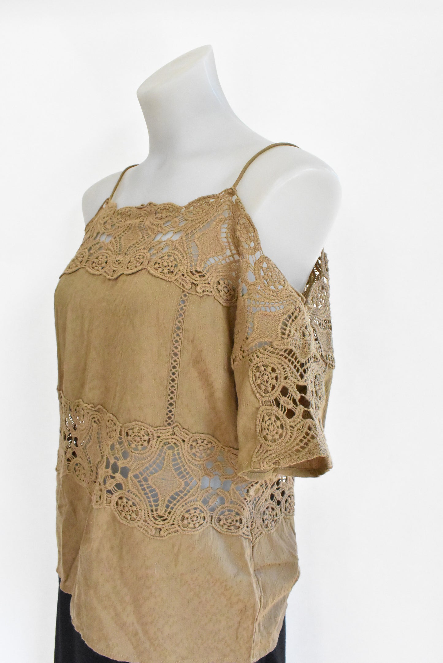 ONLY khaki off-the-shoulder top, 6