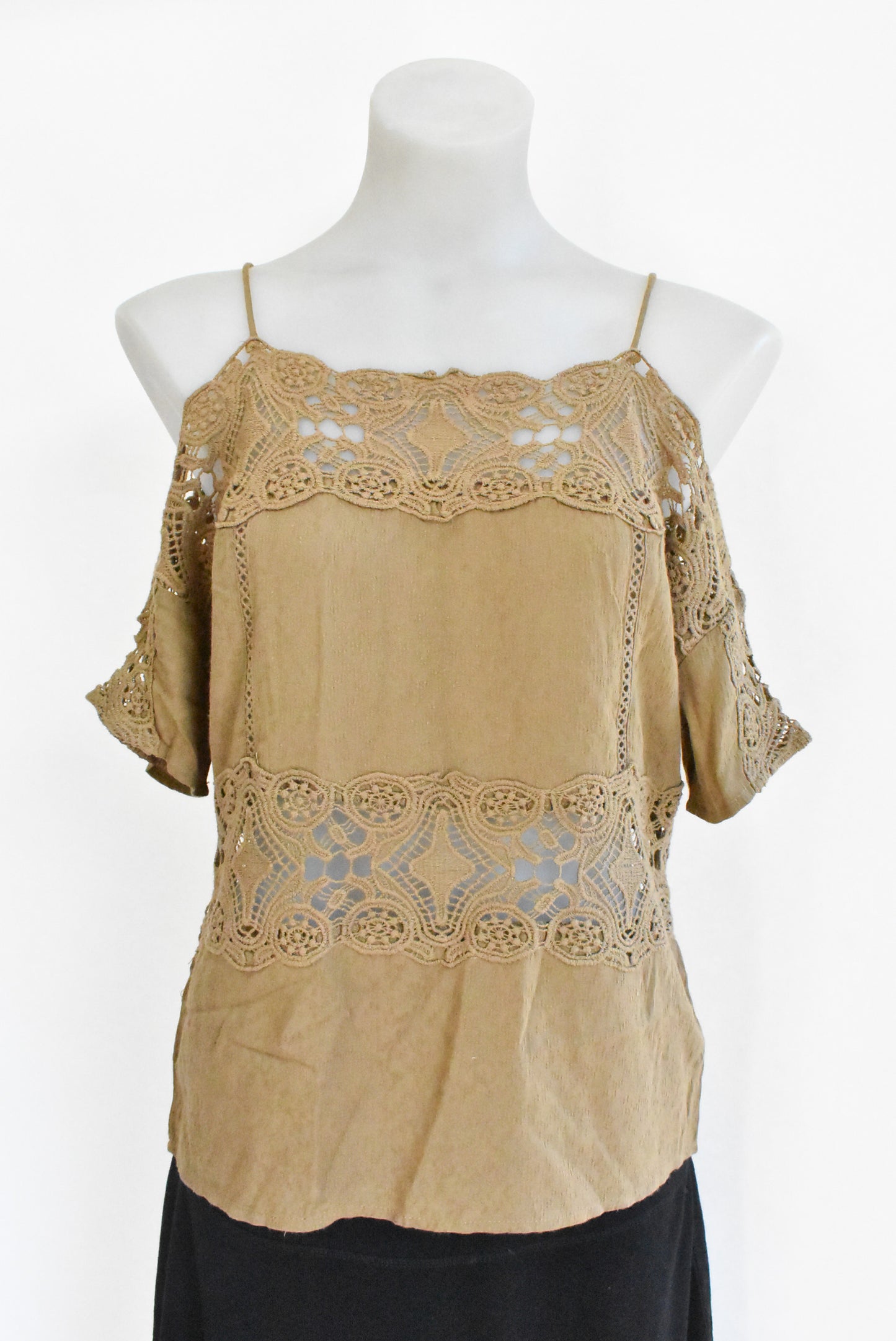 ONLY khaki off-the-shoulder top, 6