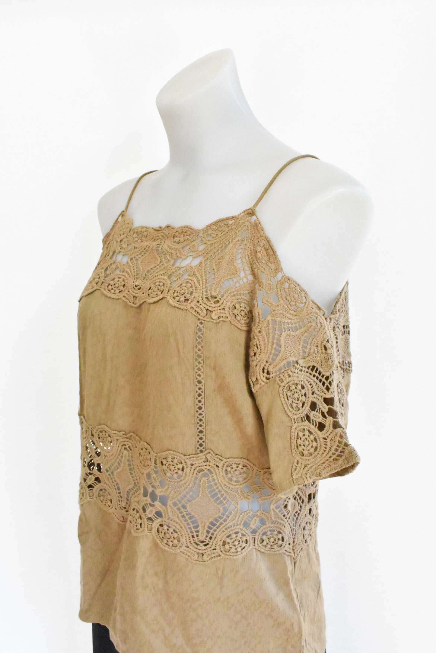ONLY khaki off-the-shoulder top, 6