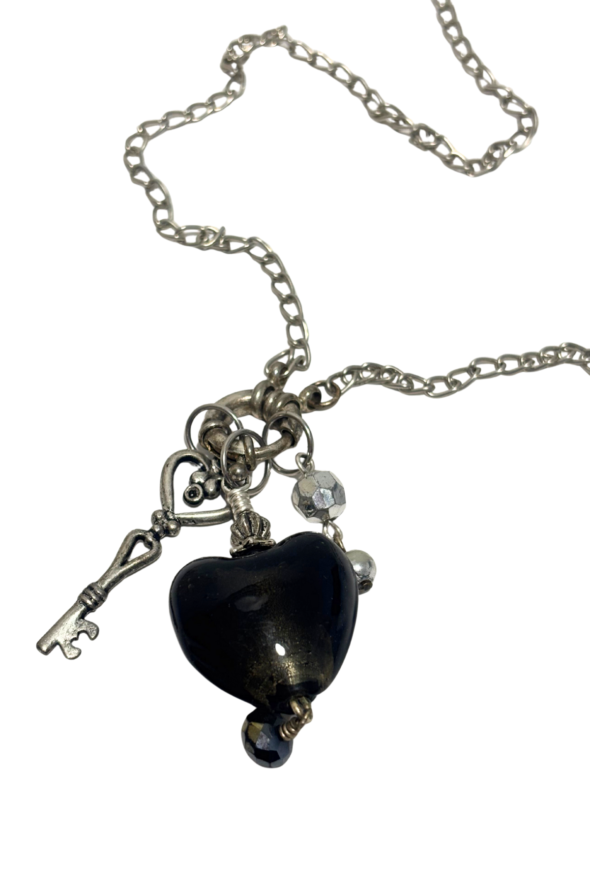 Glass heart charm necklace