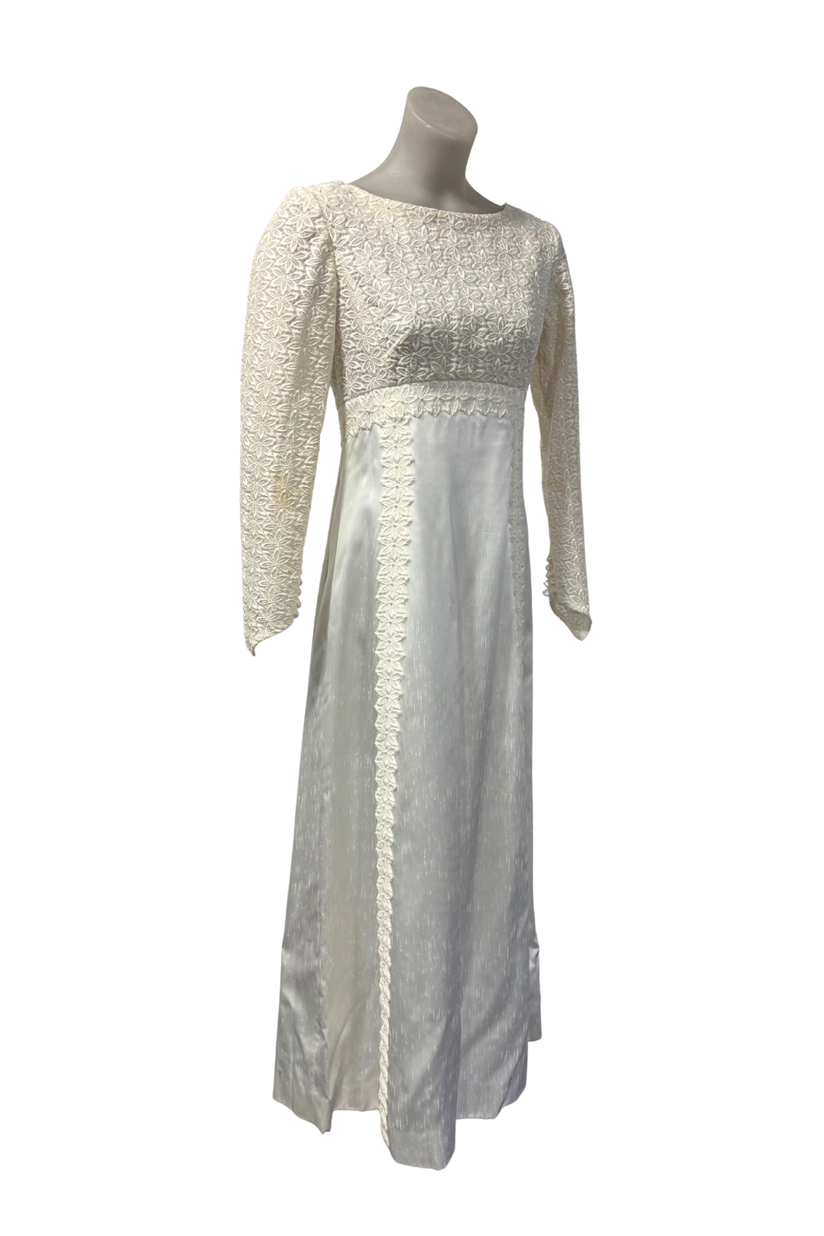 1960/70's Beautifully simple A-line wedding dress, S