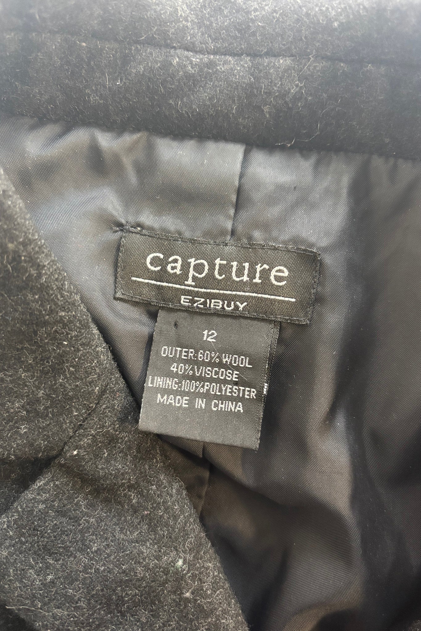 Capture Ezibuy black wool coat, 12