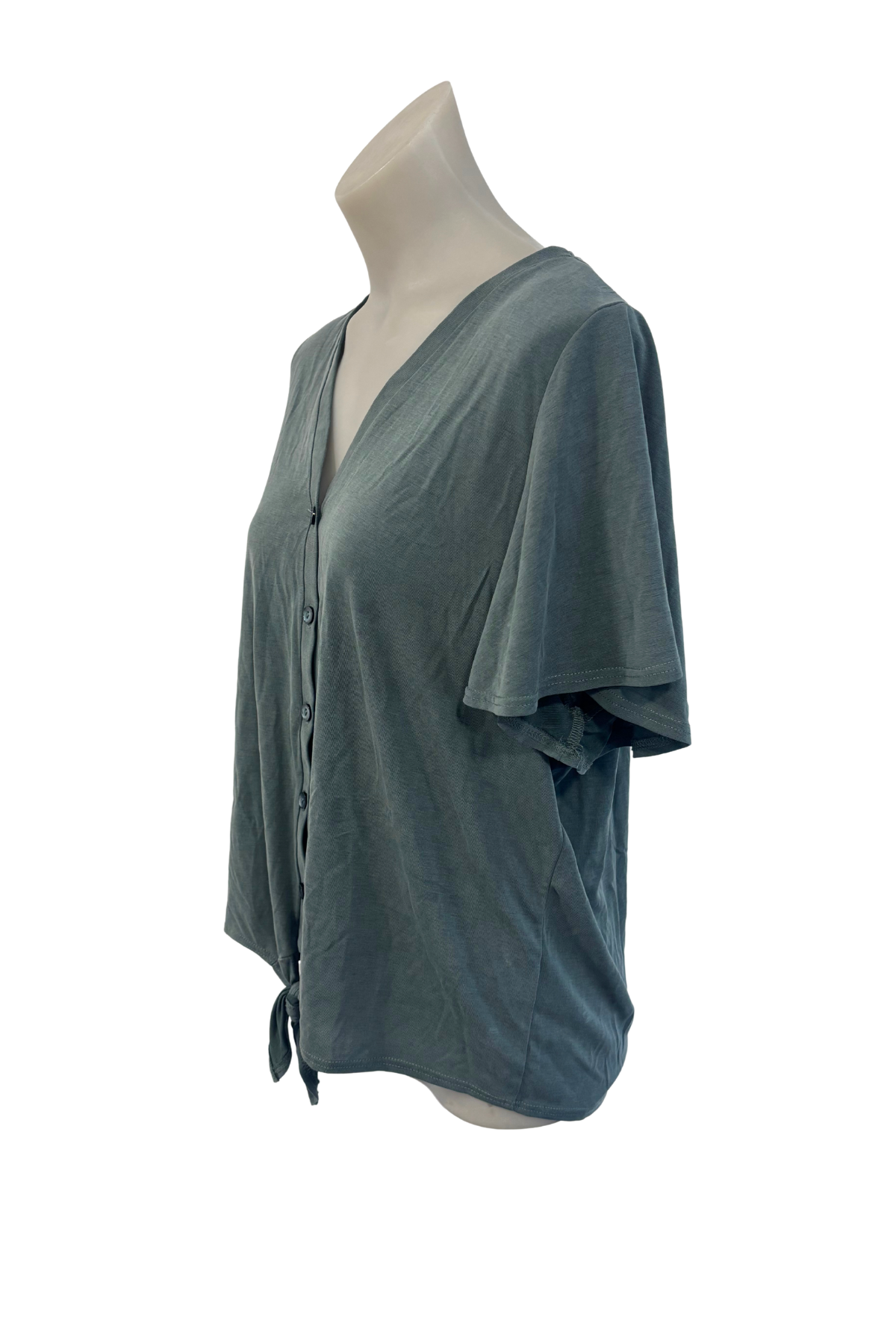 Green Envelope LA USA made button up tie top, XL