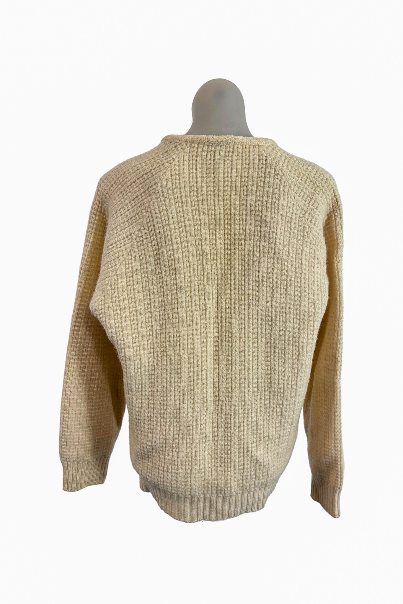 Skerry NZ made virgin wool cream cardigan, OS