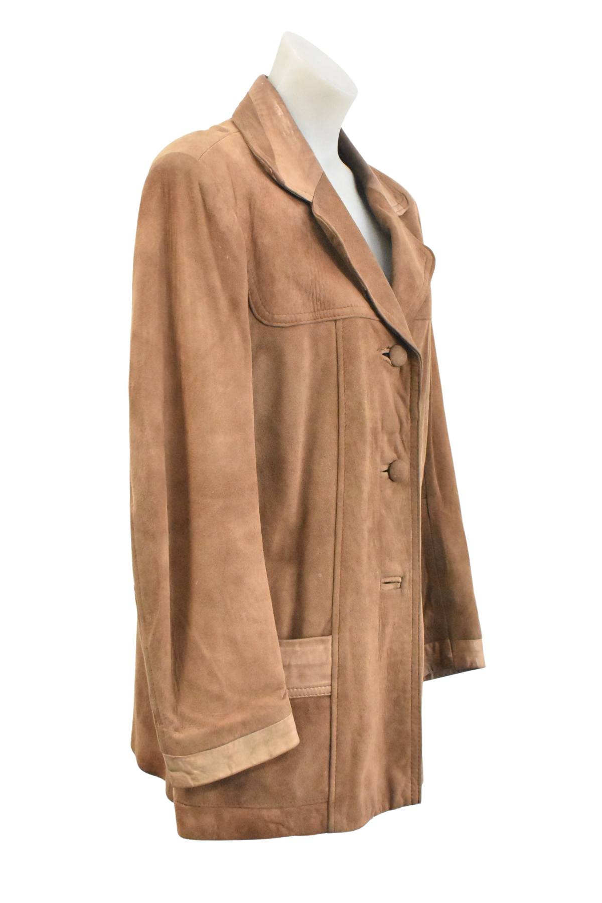 1970's Skin Deep Dunedin made creamy brown suede leather jacket, 16