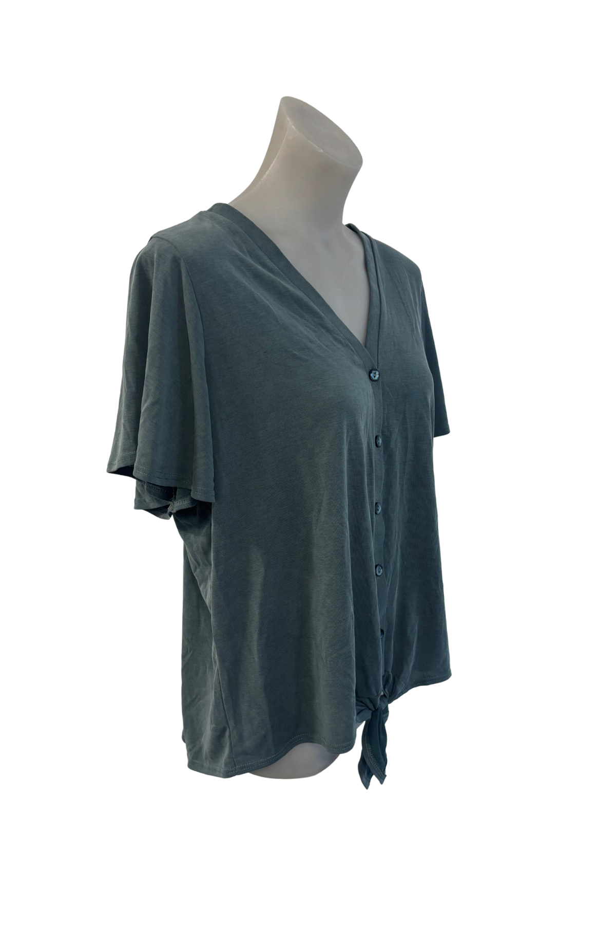 Green Envelope LA USA made button up tie top, XL