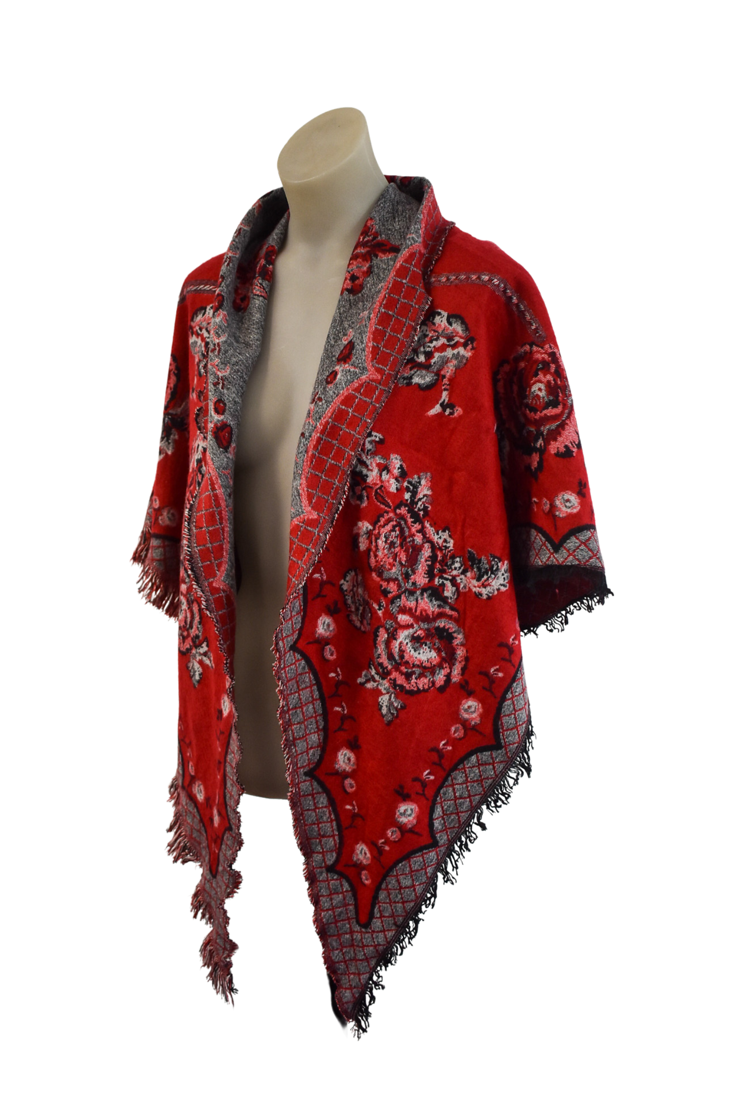 Beautifully soft red peacock triangular shawl
