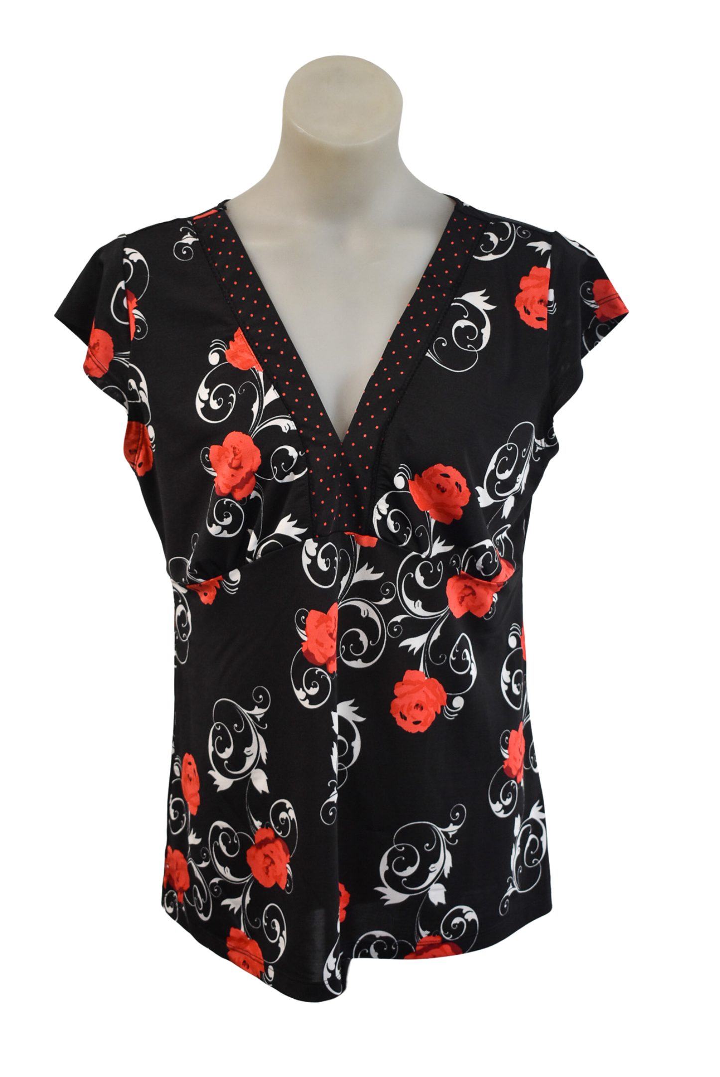 Acapella Dusk flower polka dot top, M/L