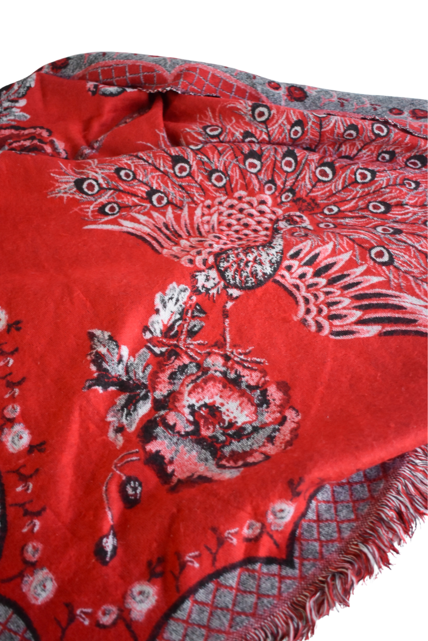 Beautifully soft red peacock triangular shawl