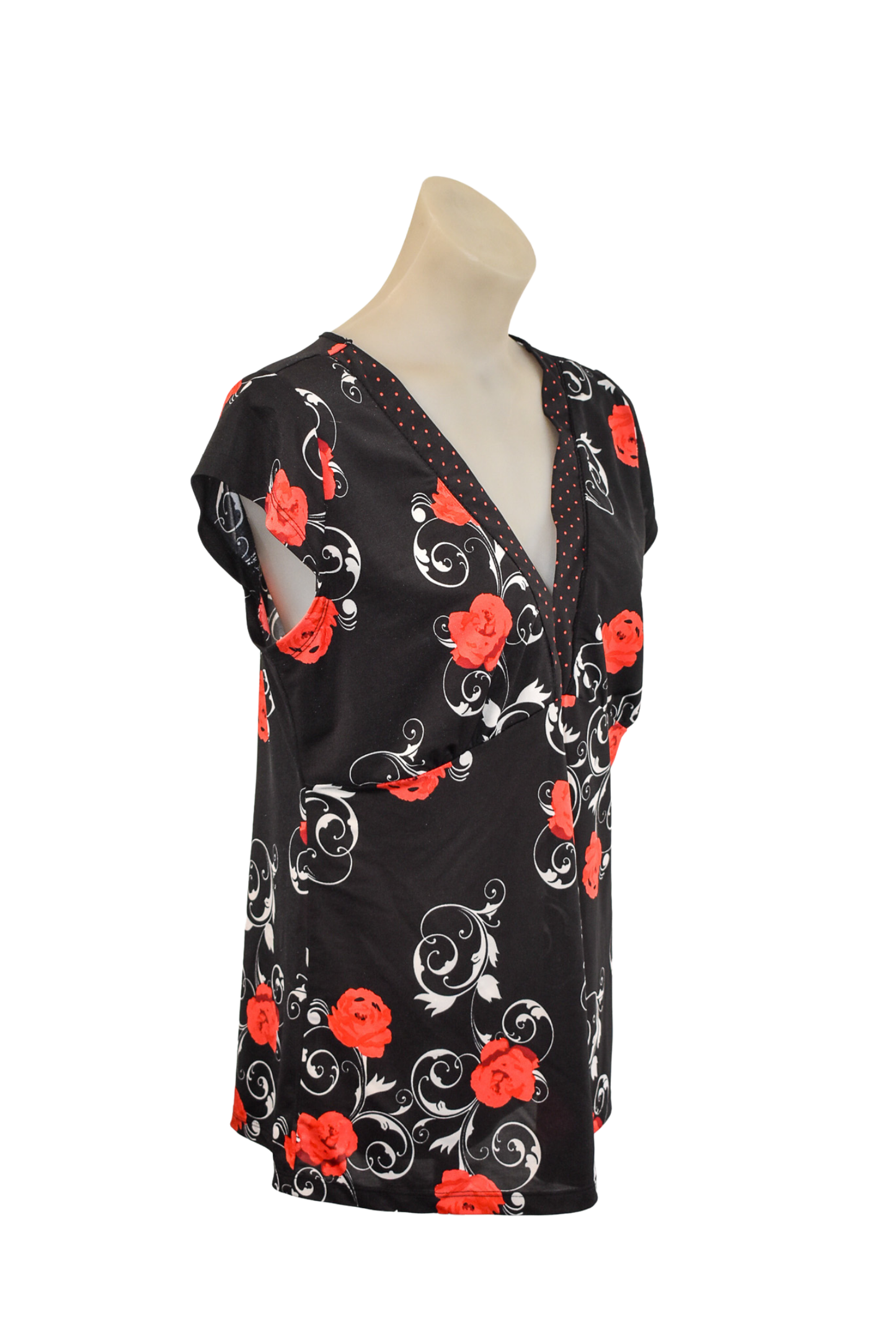 Acapella Dusk flower polka dot top, M/L