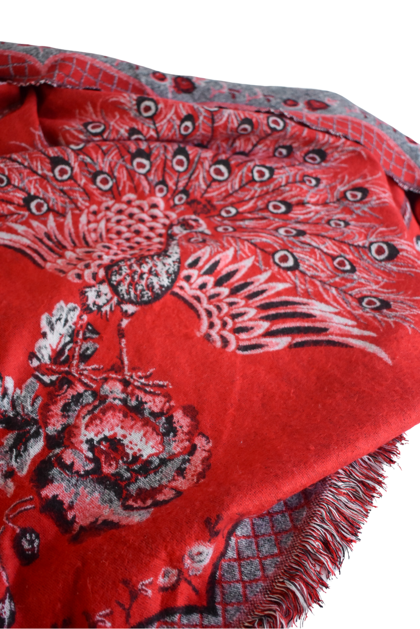 Beautifully soft red peacock triangular shawl