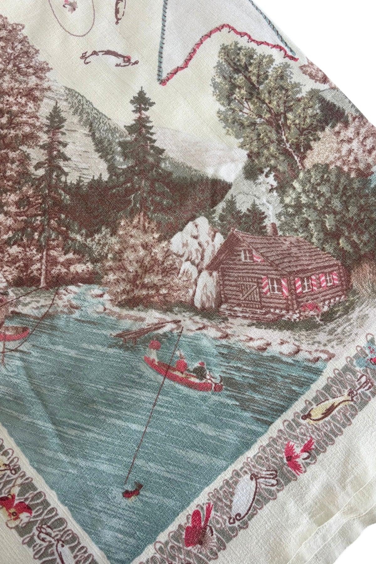 Vintage fly-fishing square tablecloth