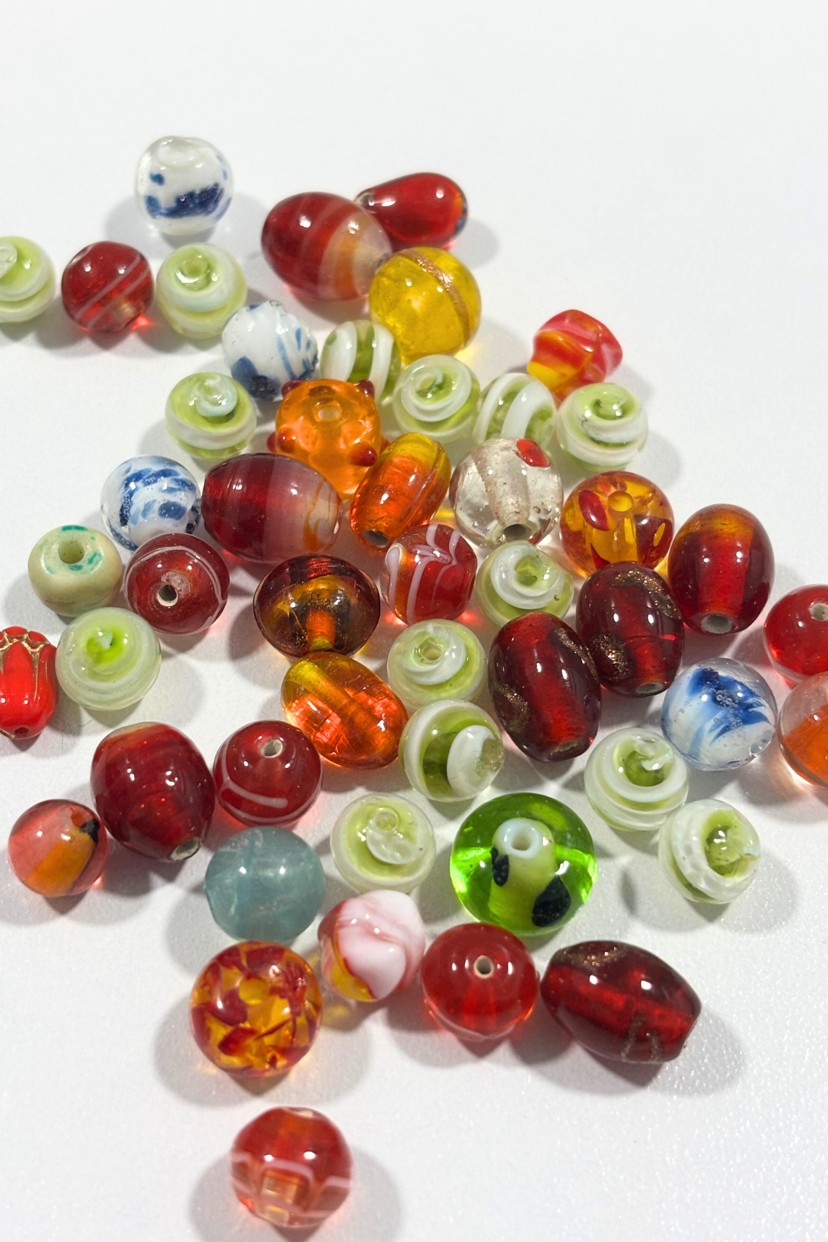 Assorted colourful glass beads