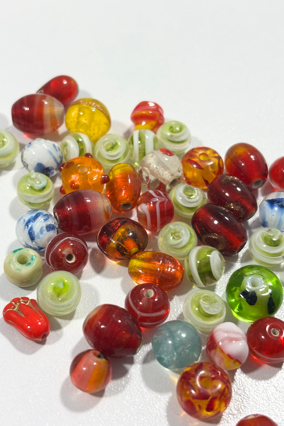 Assorted colourful glass beads